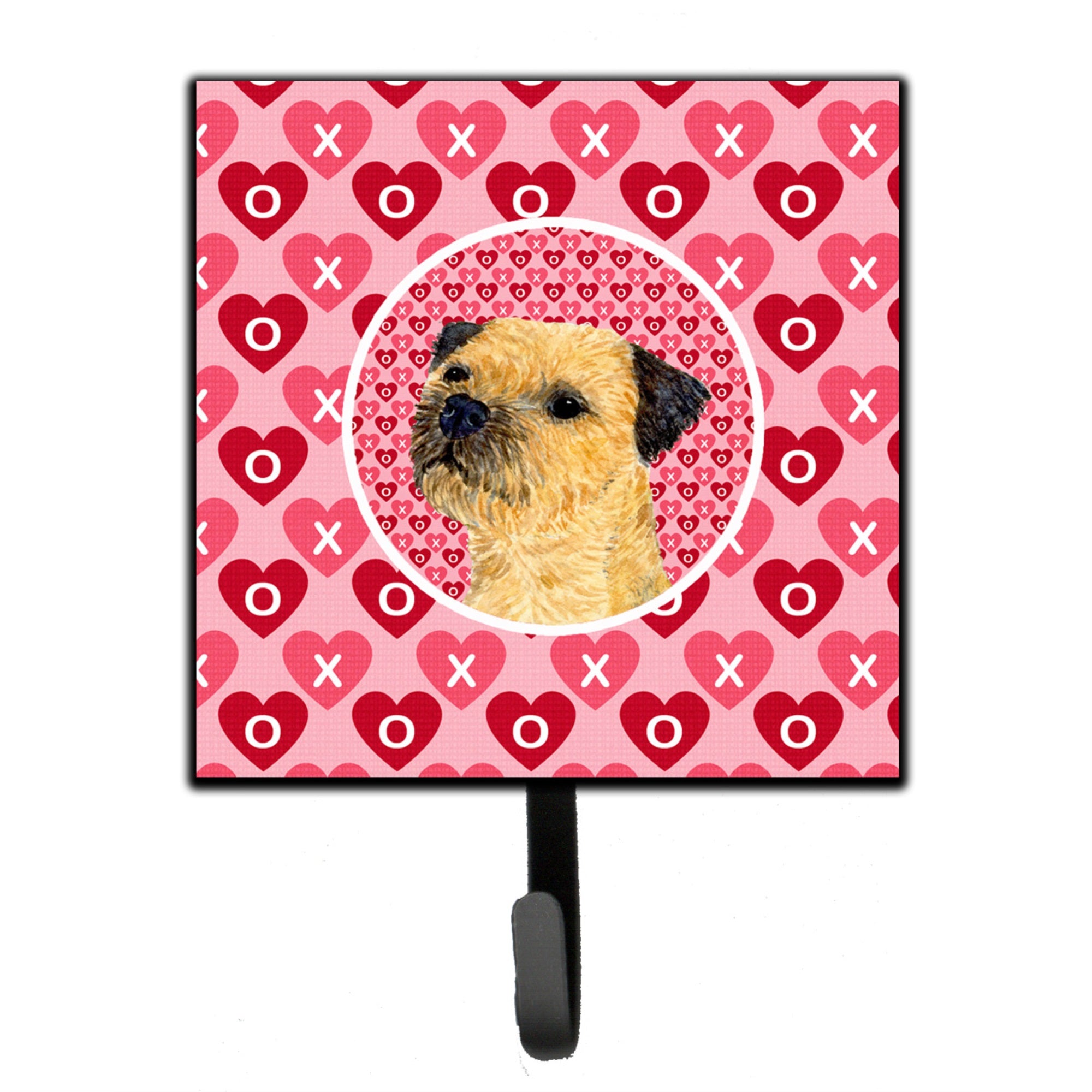 Border Terrier Hearts Love And Valentine'S Day Portrait Leash Or Key Holder