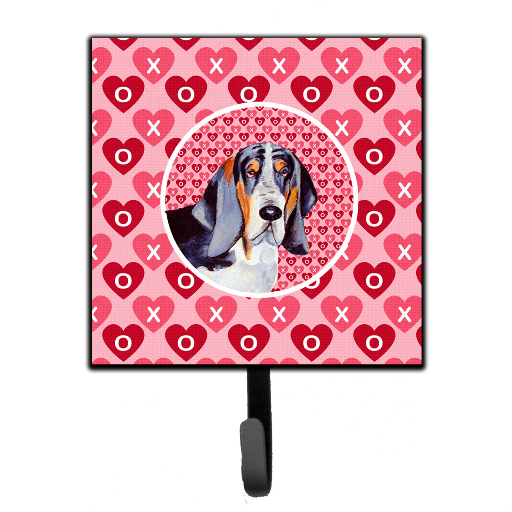 Basset Hound Hearts Love And Valentine'S Day Portrait Leash Or Key Holder