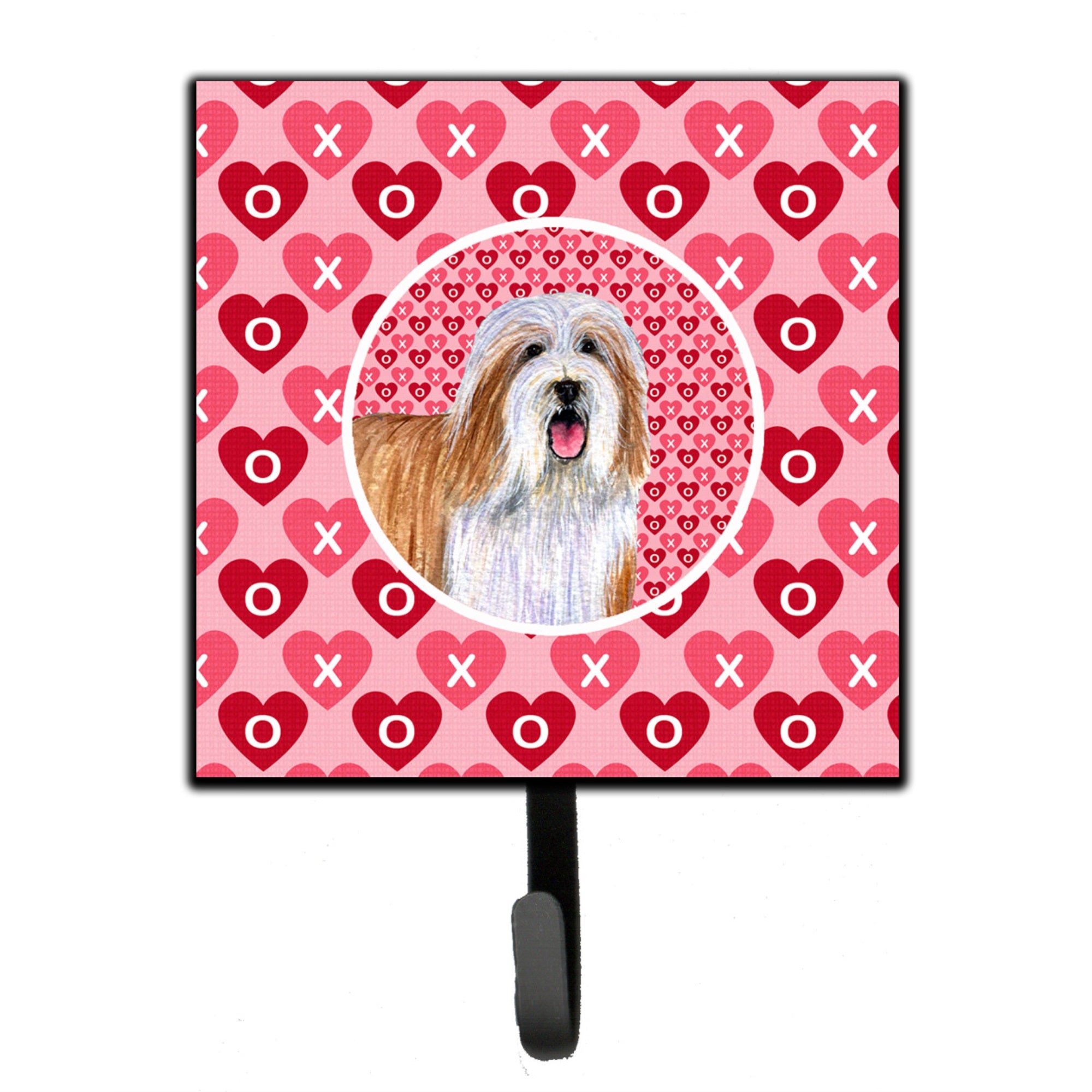 Bearded Collie Hearts Love And Valentine'S Day Portrait Leash Or Key Holder