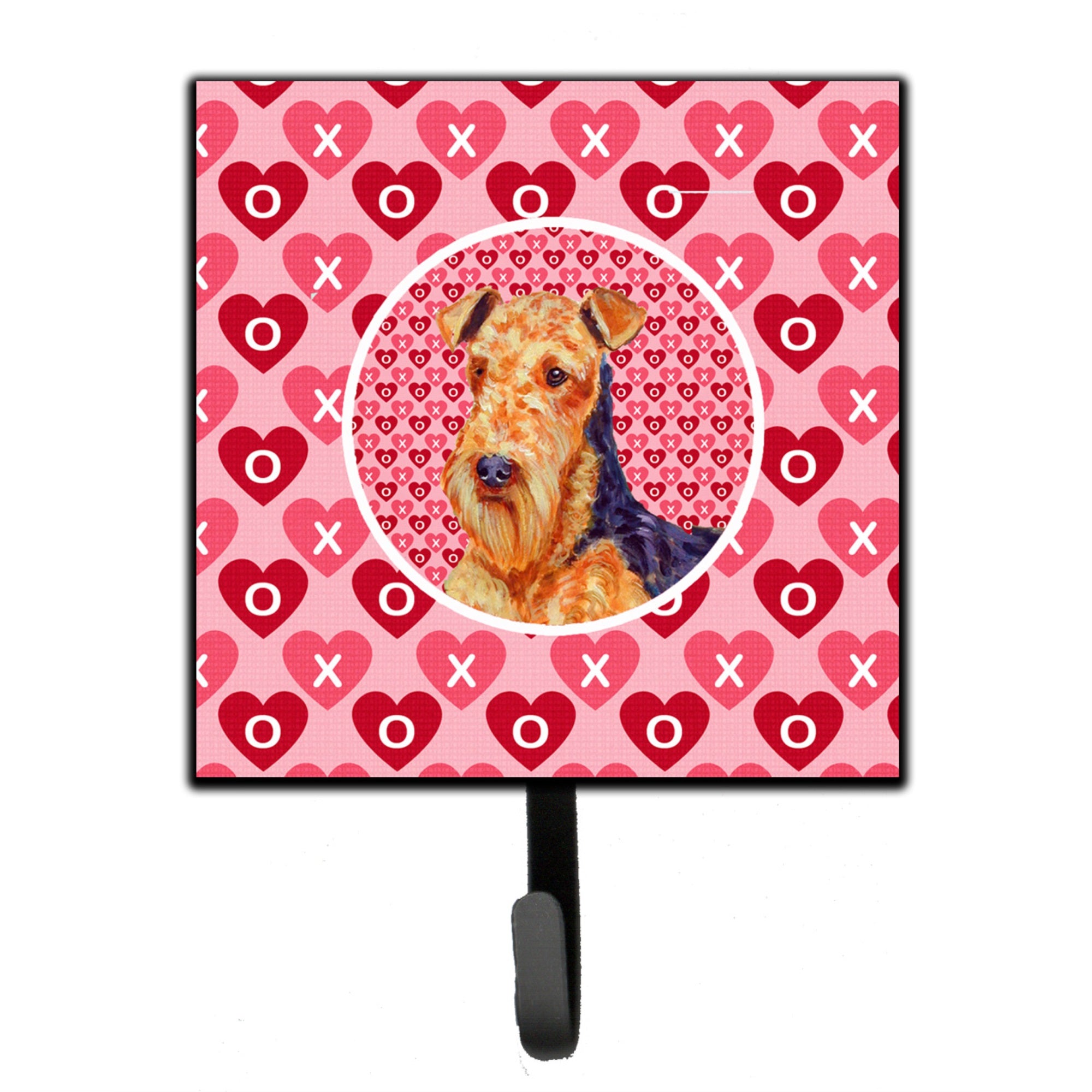 Airedale Hearts Love And Valentine'S Day Portrait Leash Or Key Holder