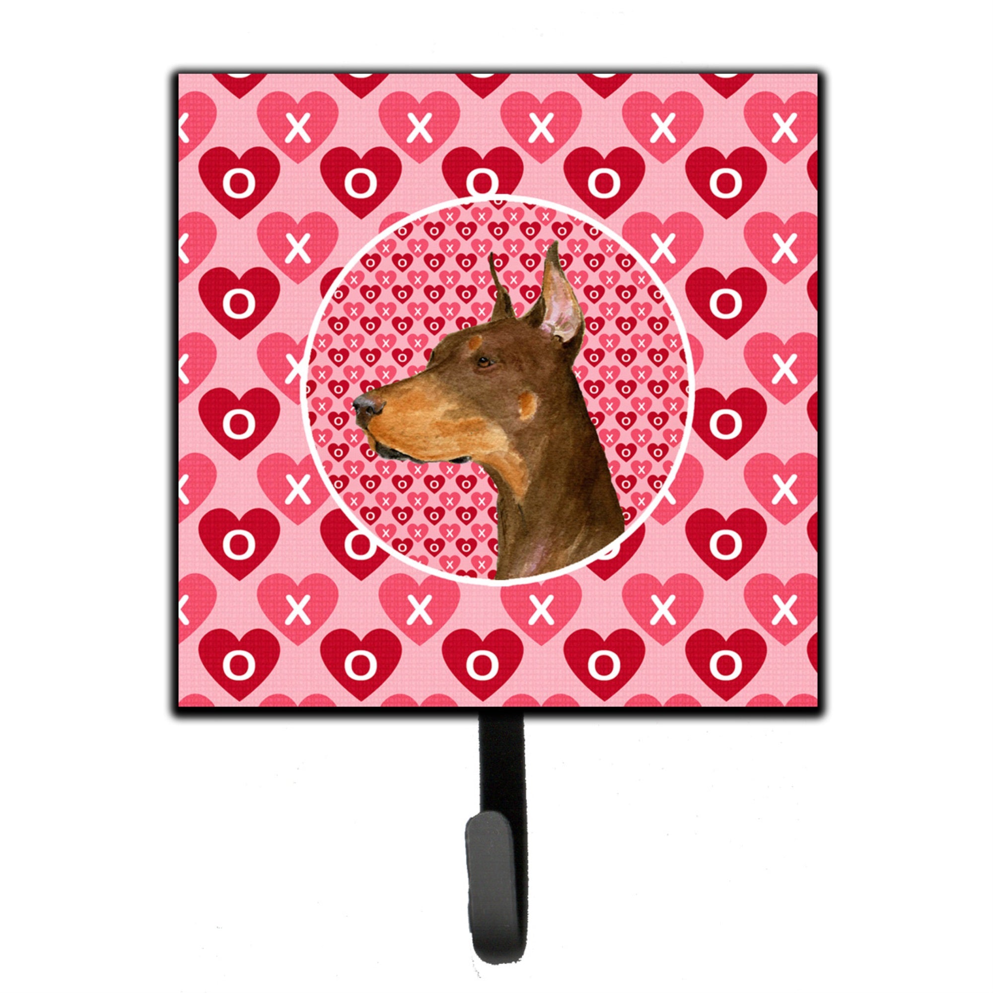 Doberman Hearts Love And Valentine'S Day Portrait Leash Or Key Holder