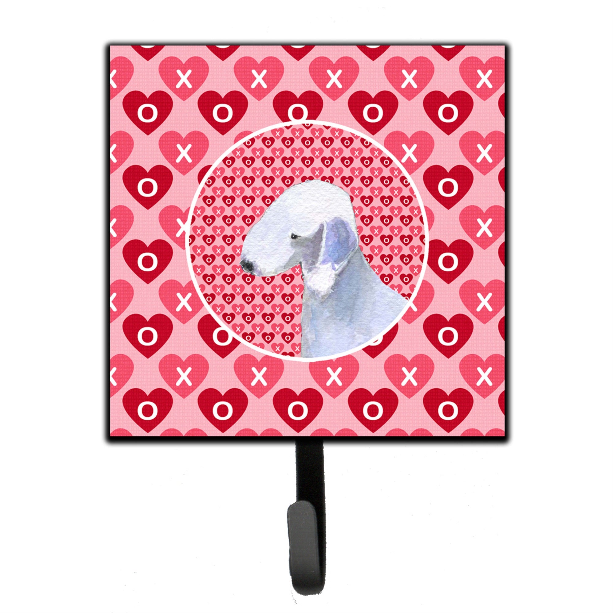 Bedlington Terrier Hearts Love And Valentine'S Day Portrait Leash Or Key Holder
