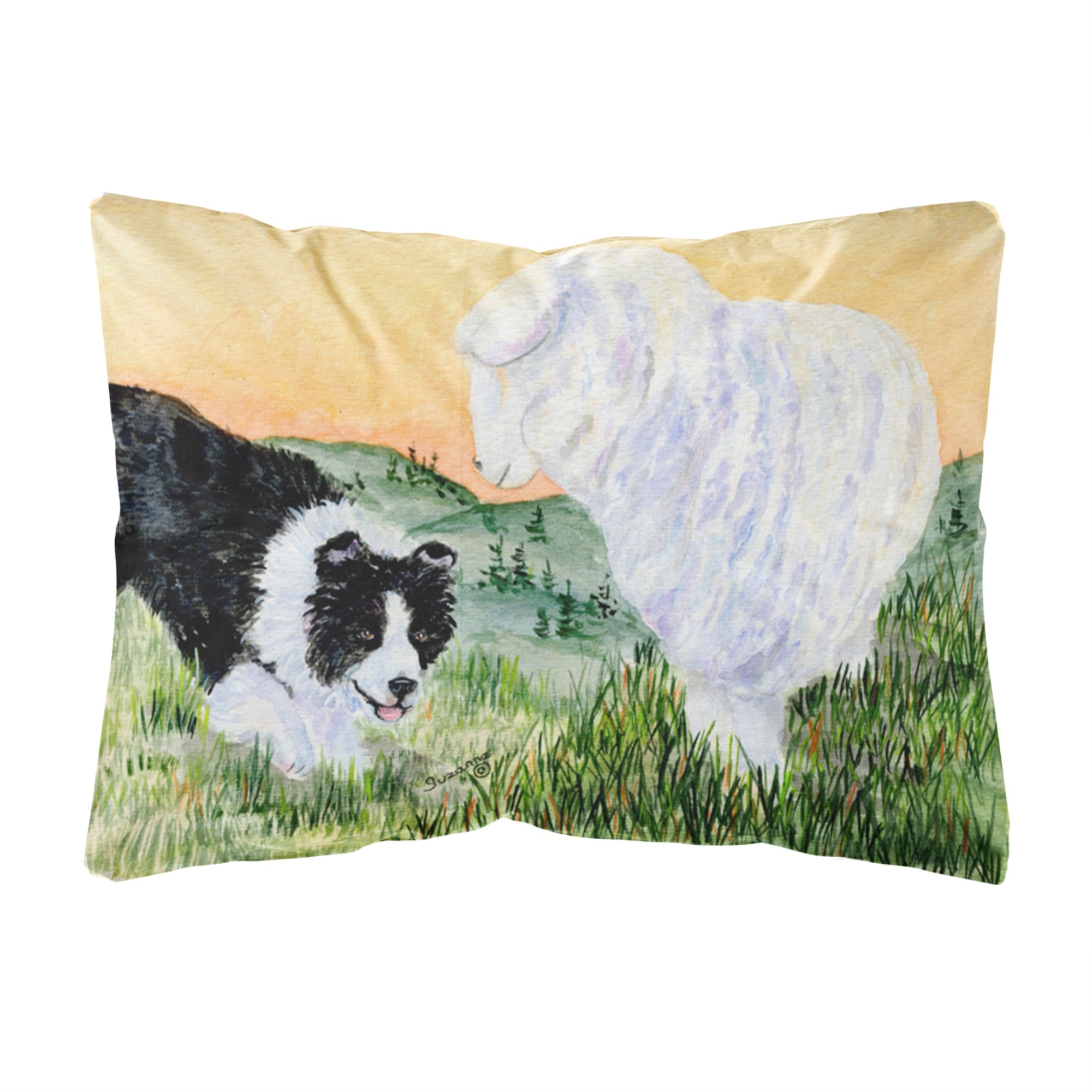 Border Collie Canvas Fabric Decorative Pillow