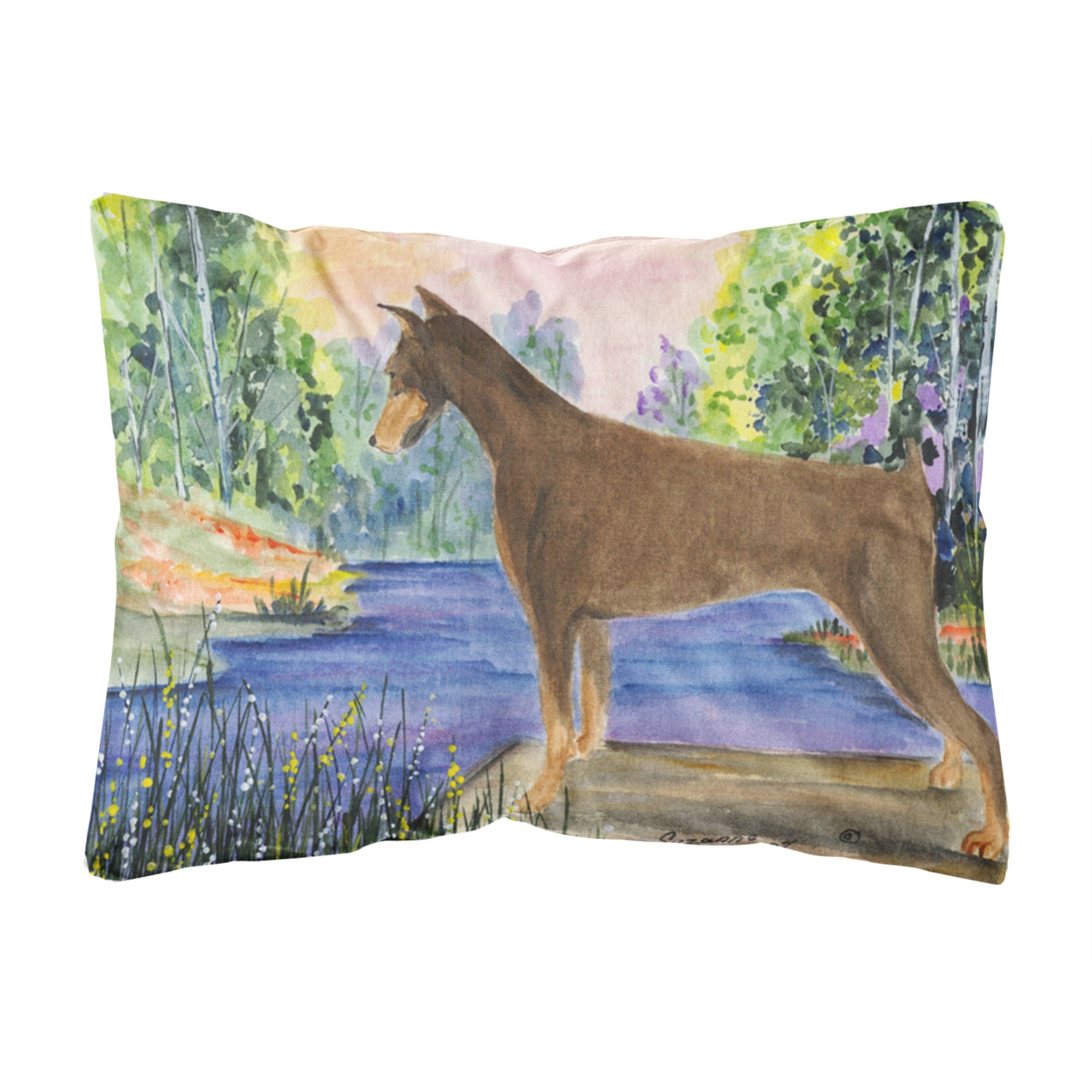 Doberman Canvas Fabric Decorative Pillow