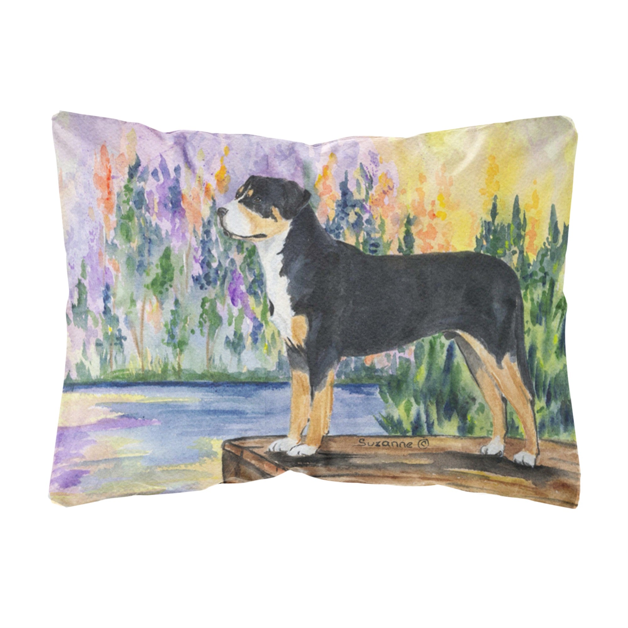 Greater Swiss Mountain Dog Canvas Fabric Decorative Pillow