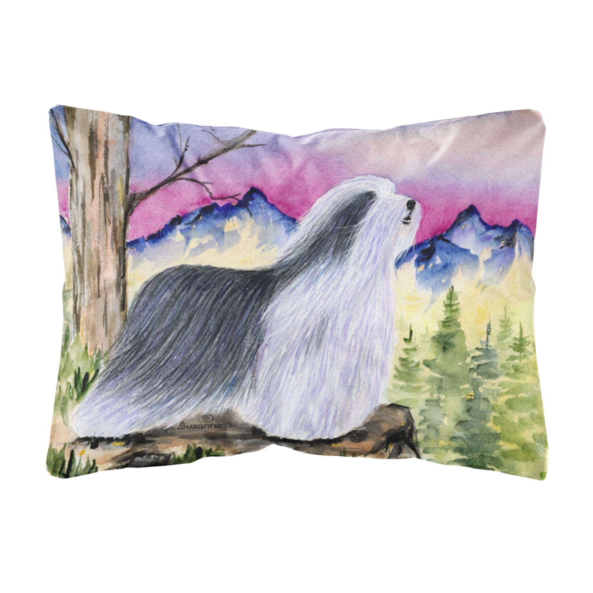 Bearded Collie Canvas Fabric Decorative Pillow