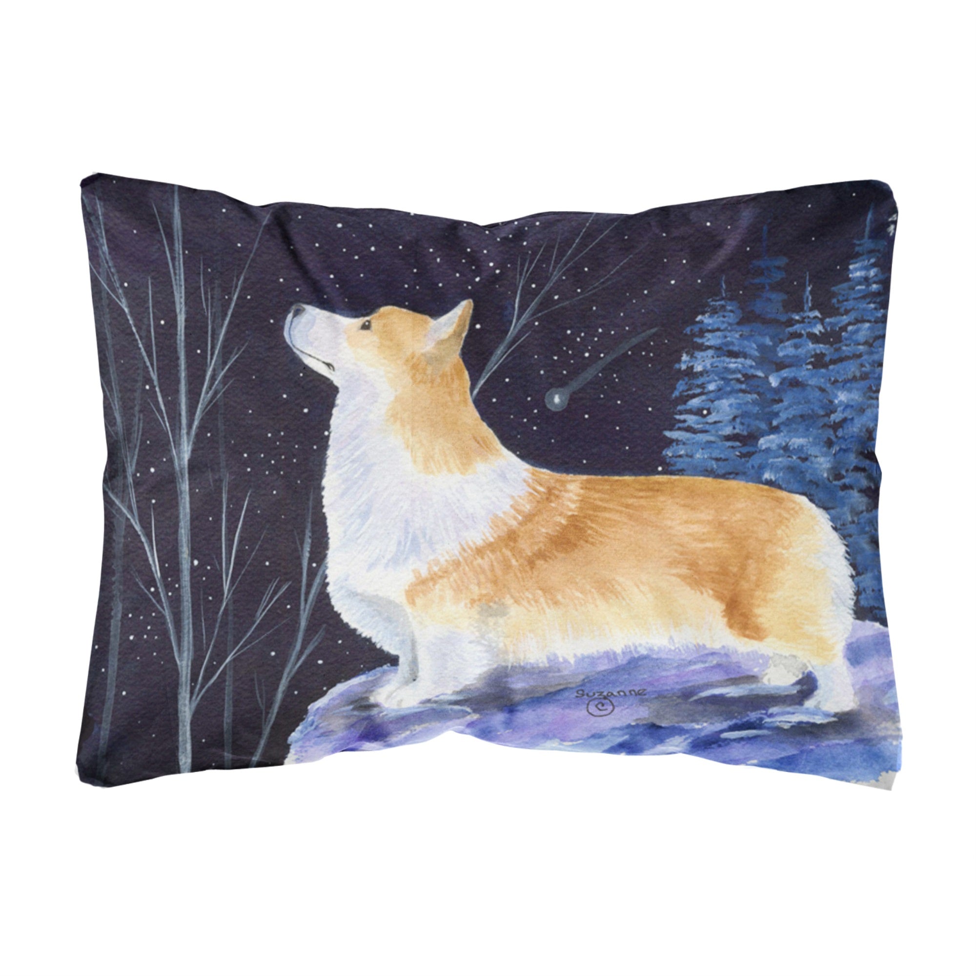 Starry Night Corgi Canvas Fabric Decorative Pillow