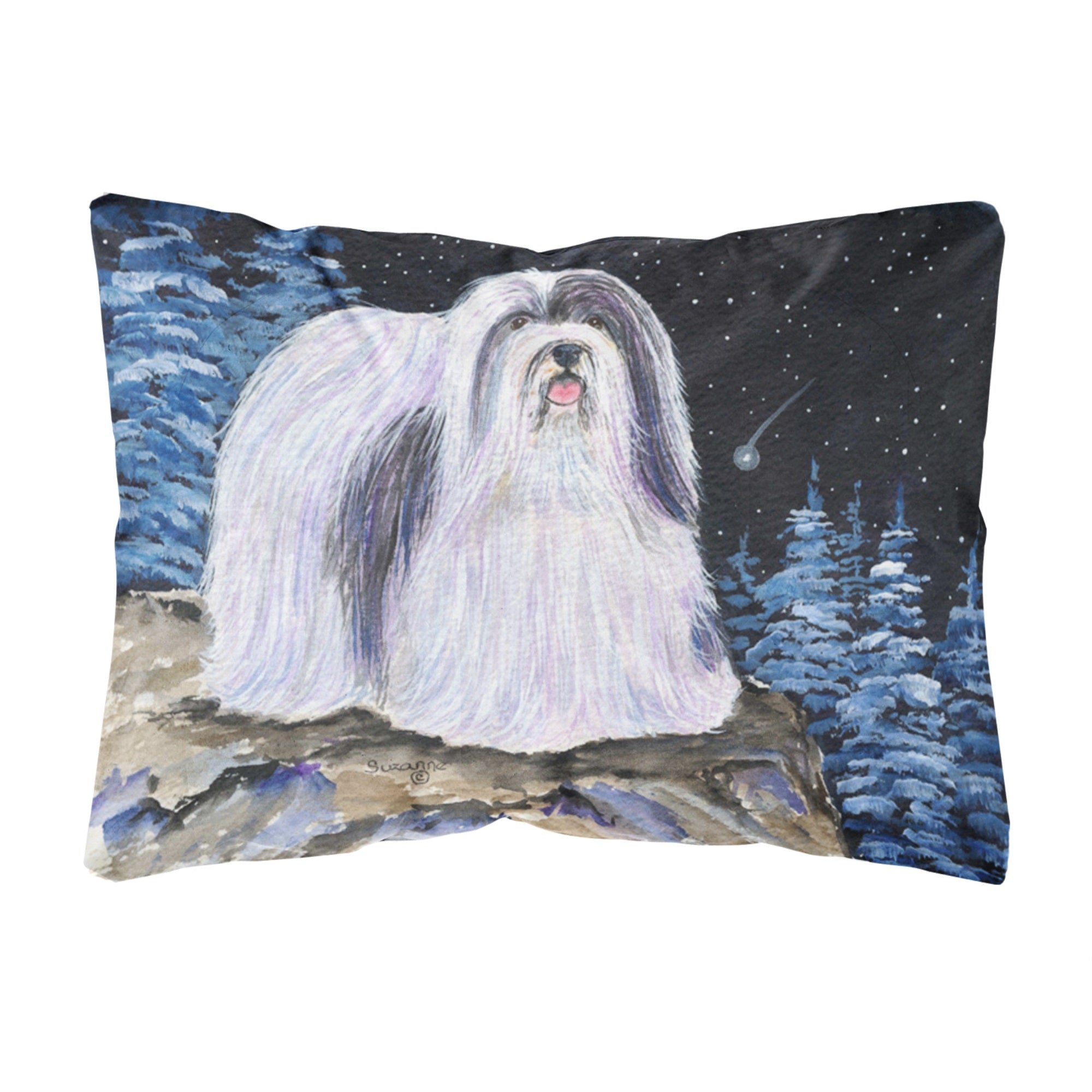 Starry Night Havanese Canvas Fabric Decorative Pillow