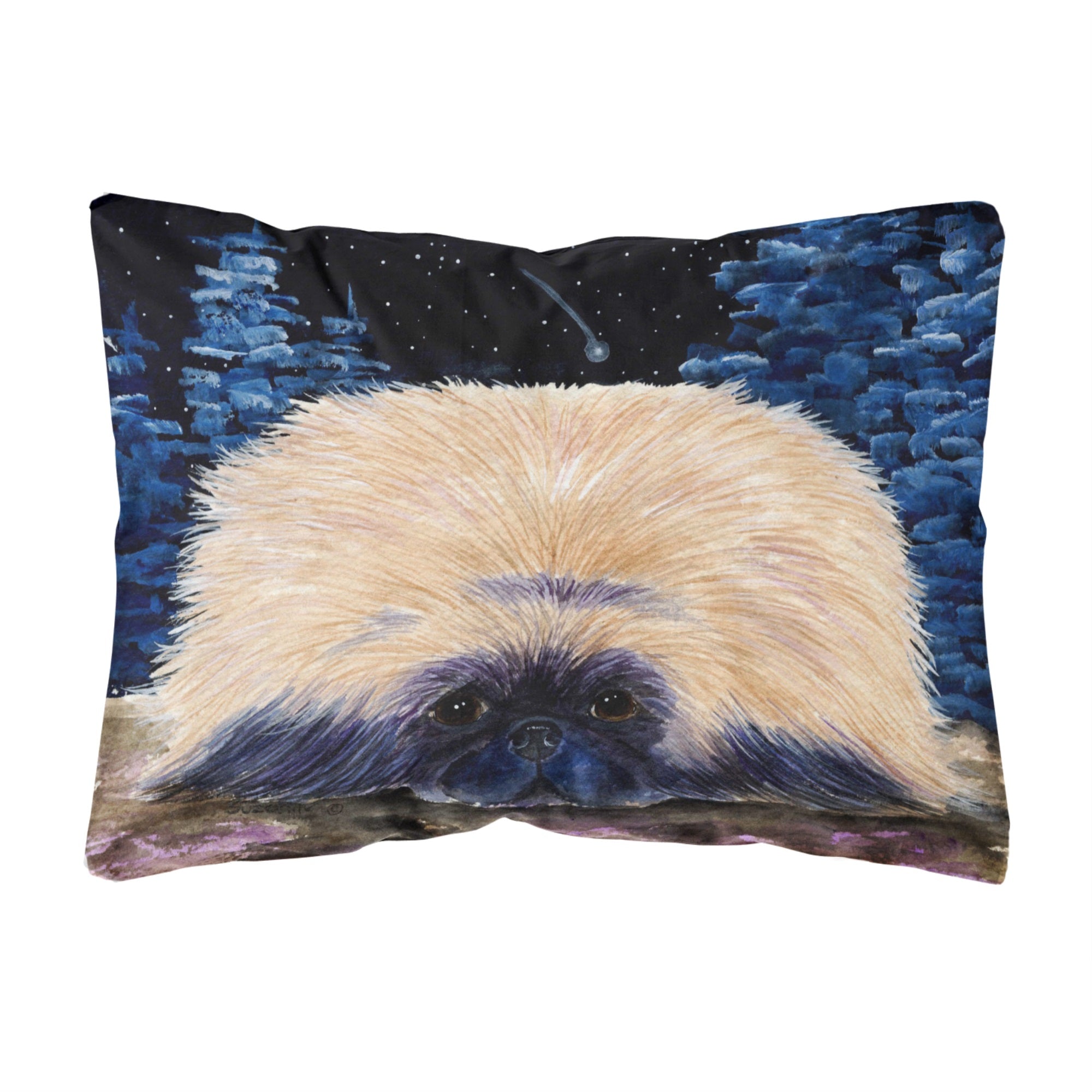 Starry Night Pekingese Canvas Fabric Decorative Pillow