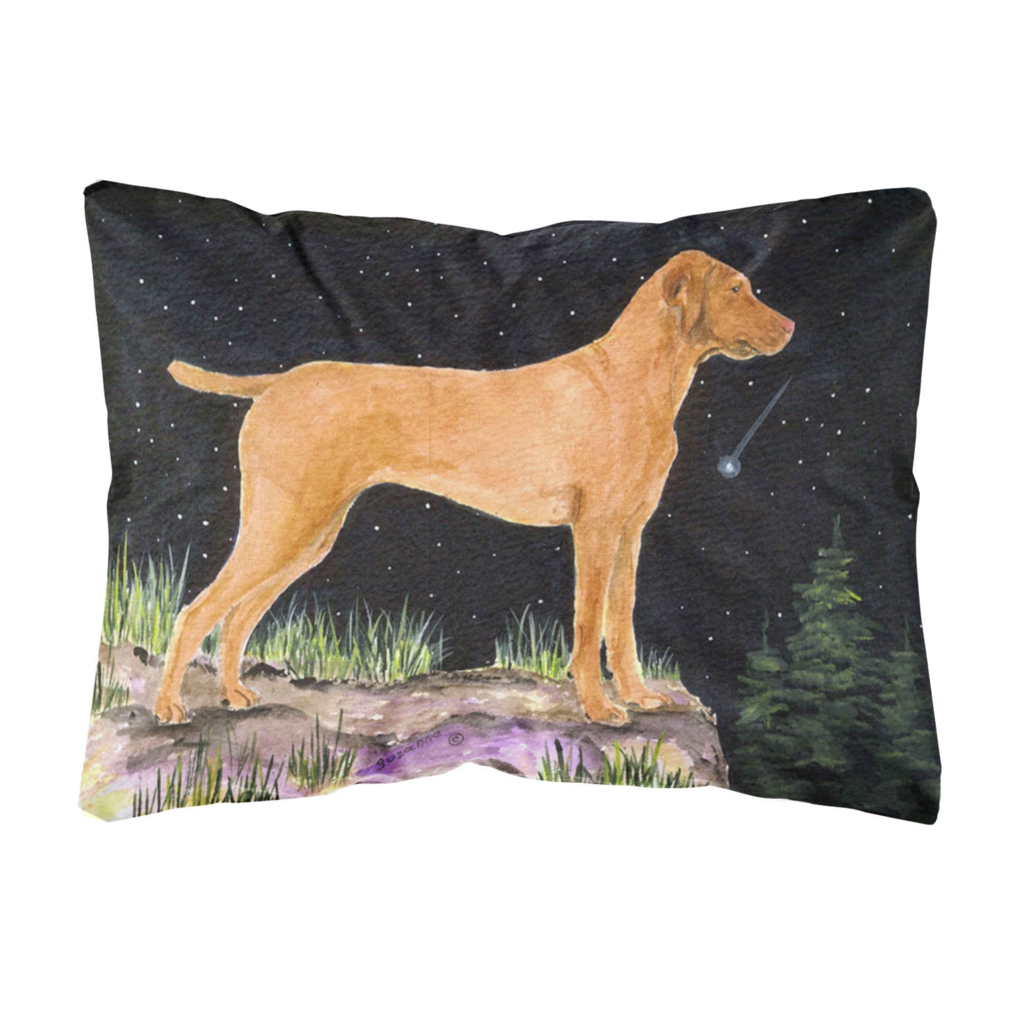 Starry Night Vizsla Canvas Fabric Decorative Pillow