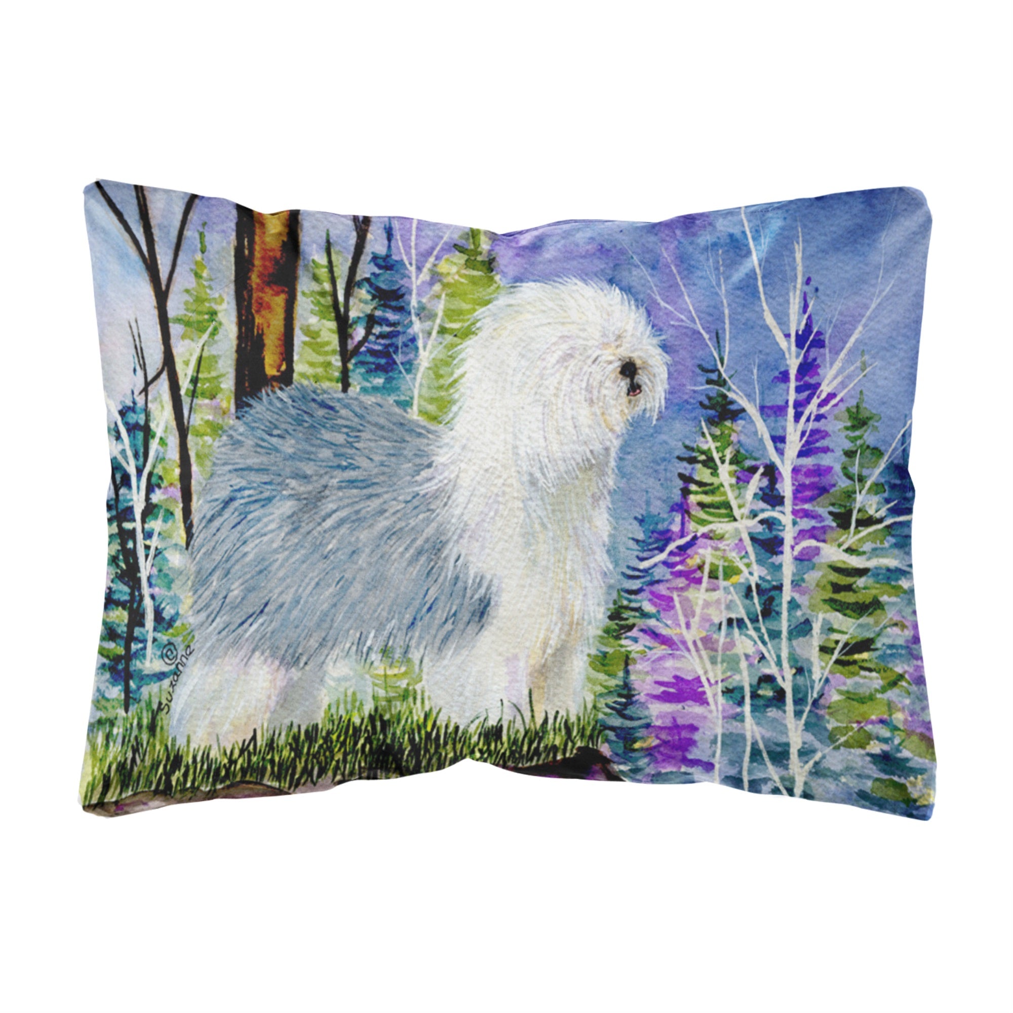 Old English Sheepdog Canvas Fabric Decorative Pillow