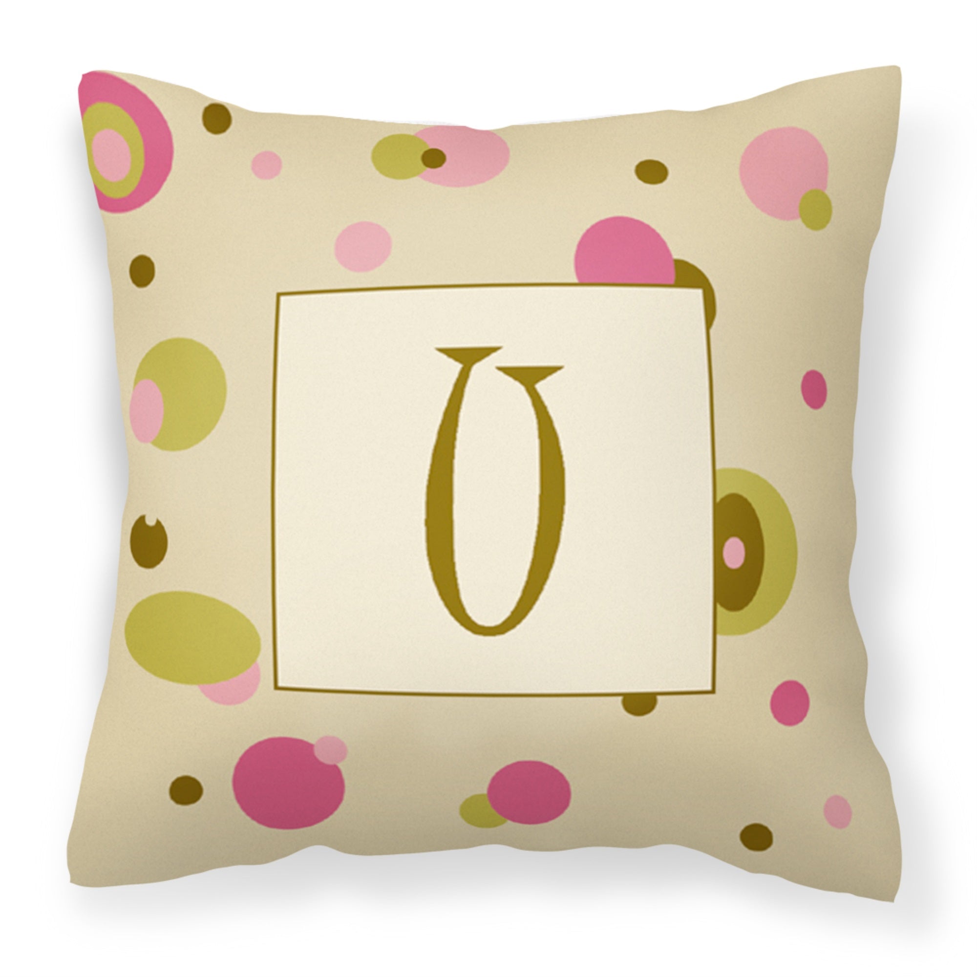 Letter U Initial Monogram - Tan Dots Fabric Decorative Pillow