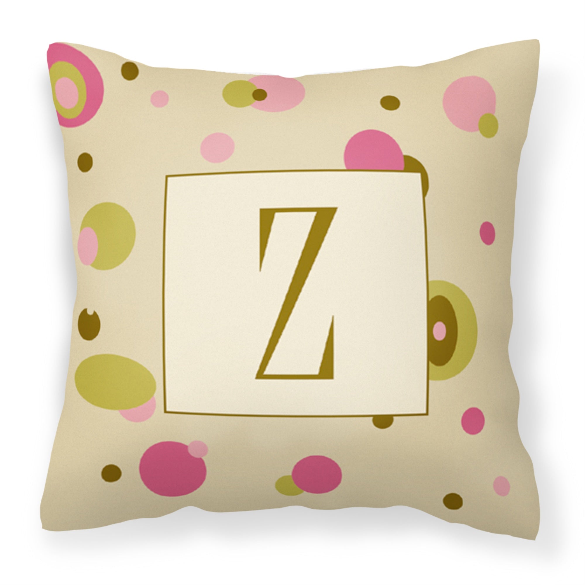Letter Z Initial Monogram - Tan Dots Fabric Decorative Pillow