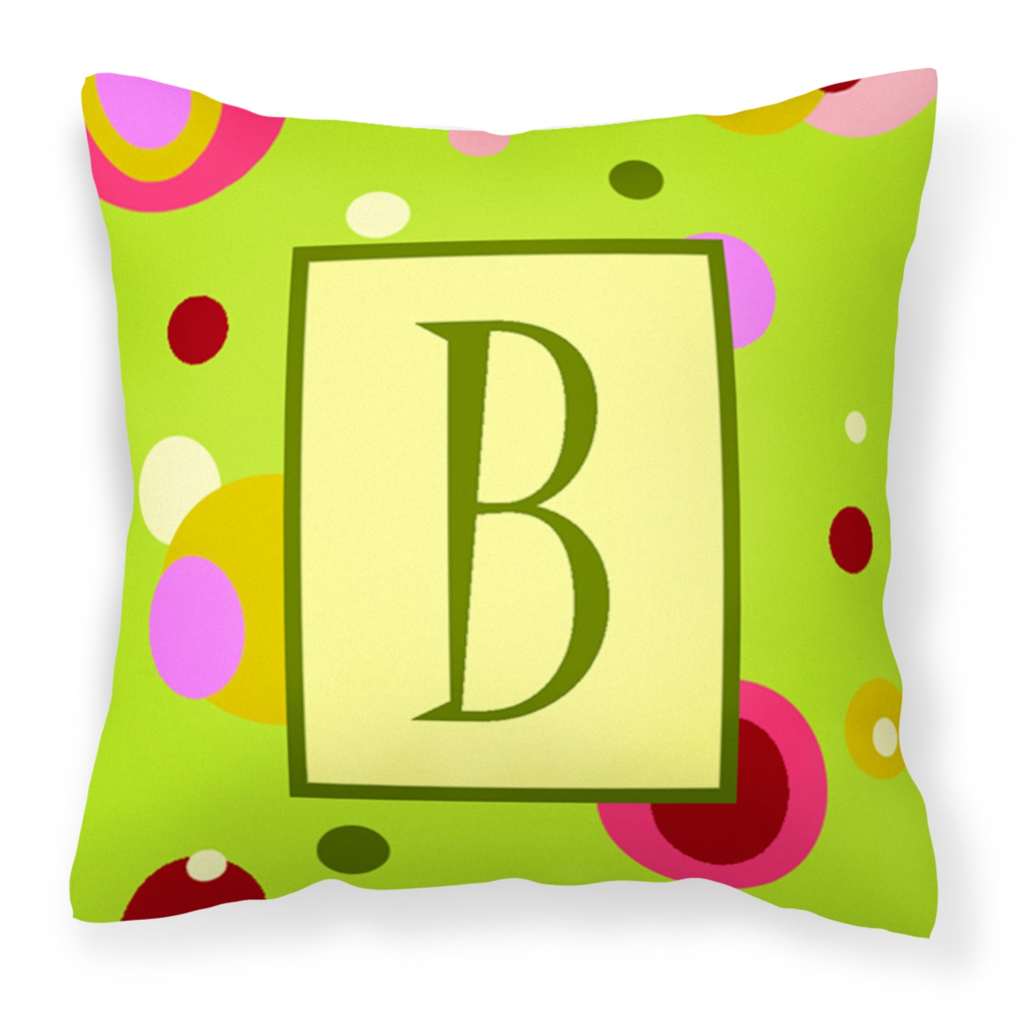 Letter B Monogram - Lime Green Fabric Decorative Pillow