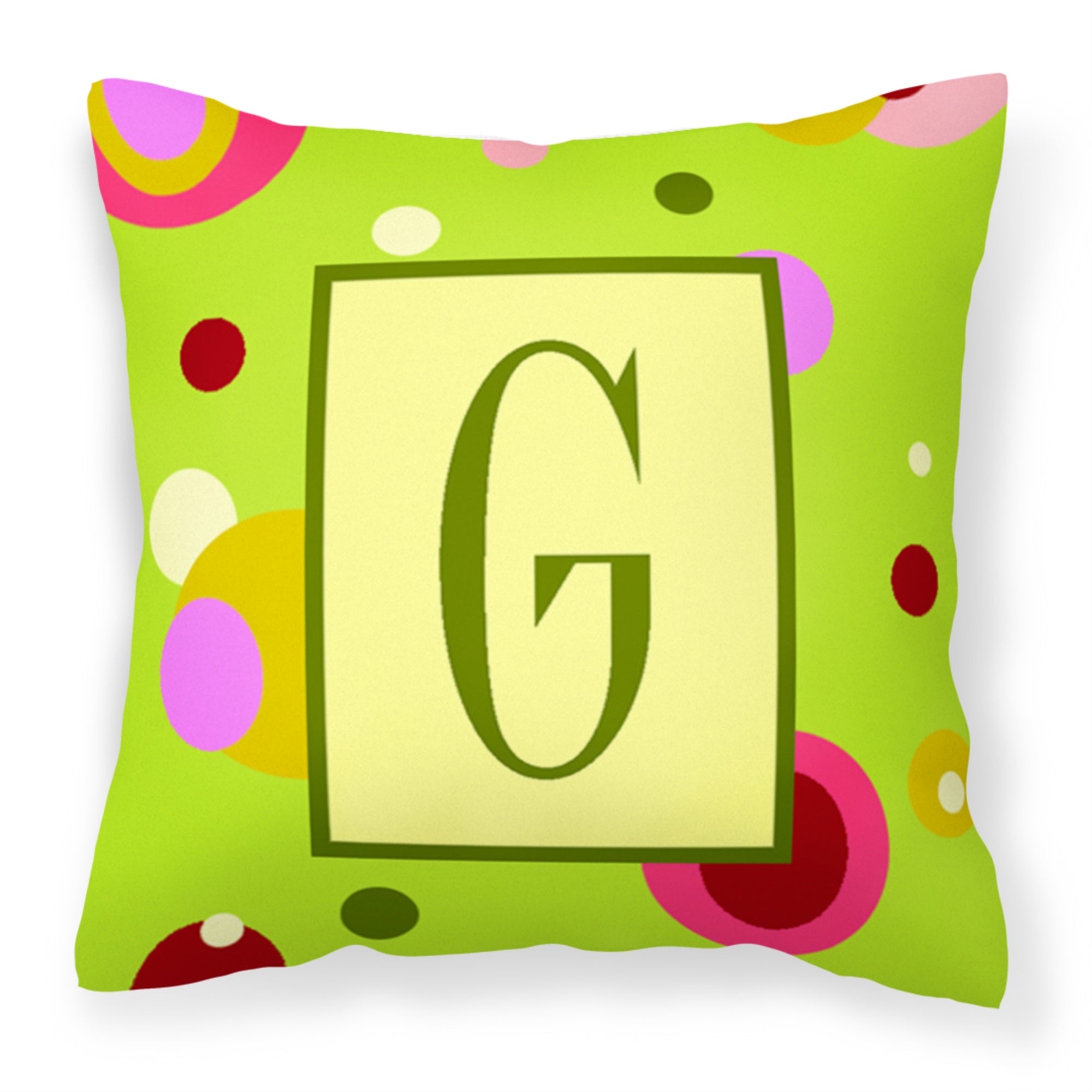 Letter G Monogram - Lime Green Fabric Decorative Pillow