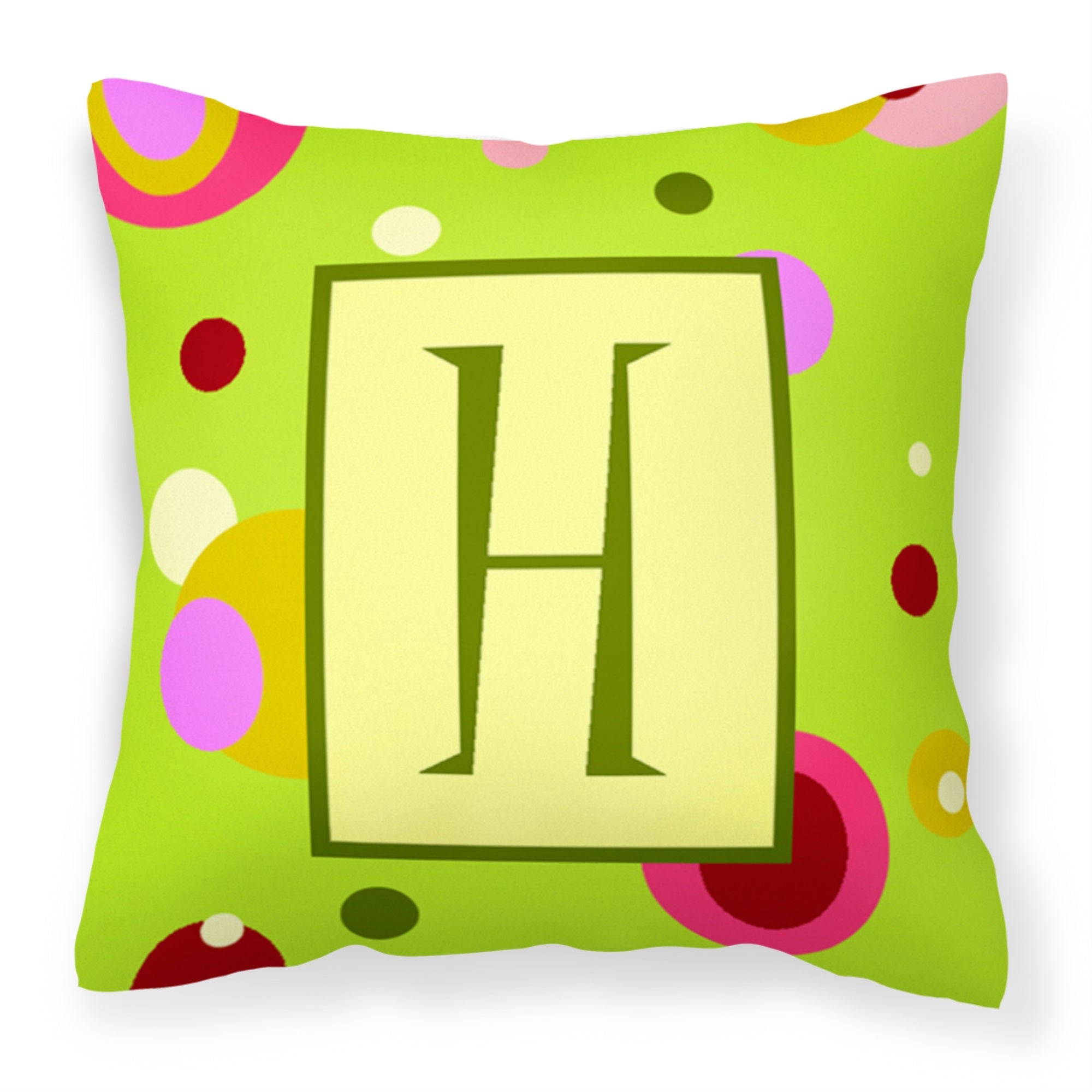 Letter H Monogram - Lime Green Fabric Decorative Pillow