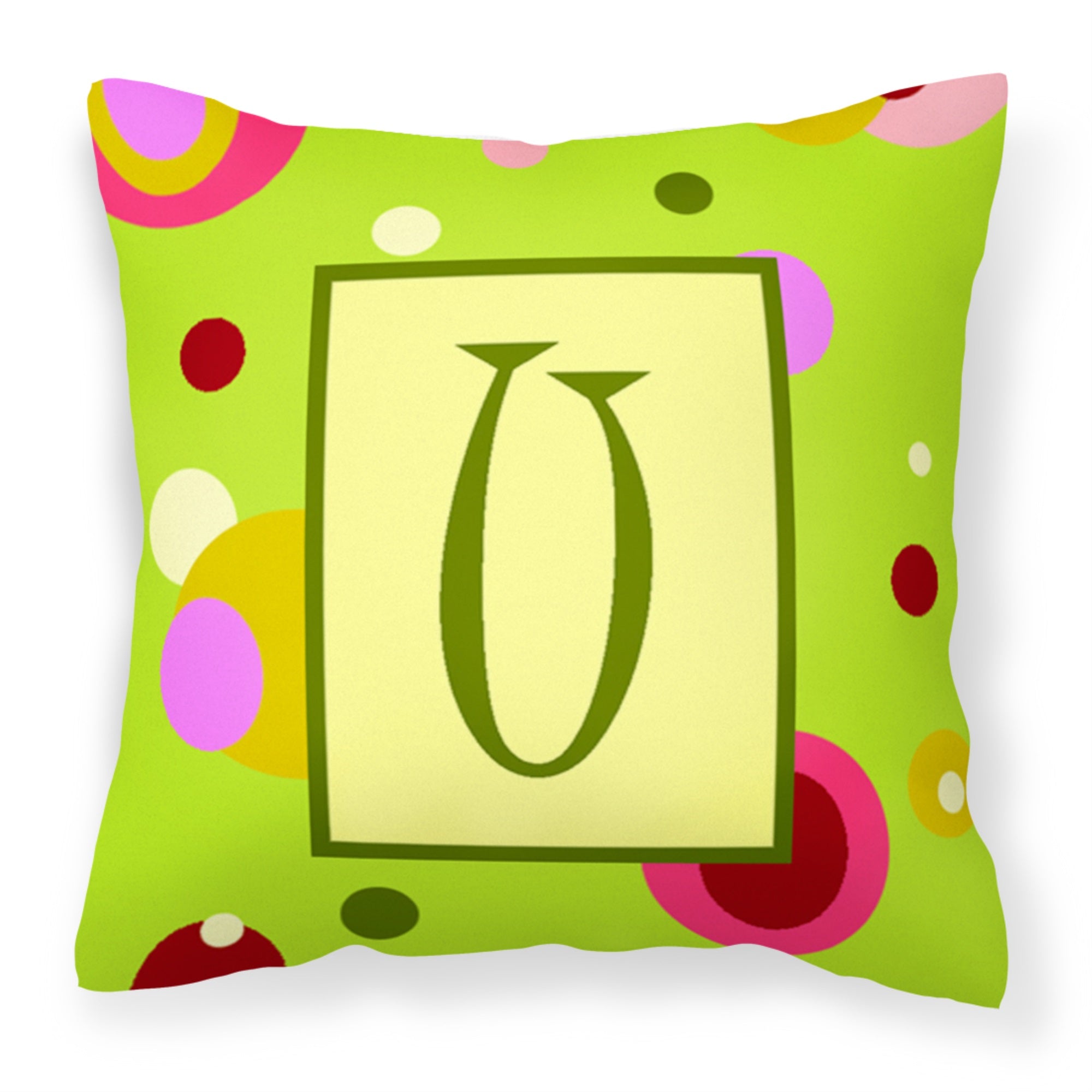 Letter U Monogram - Lime Green Fabric Decorative Pillow