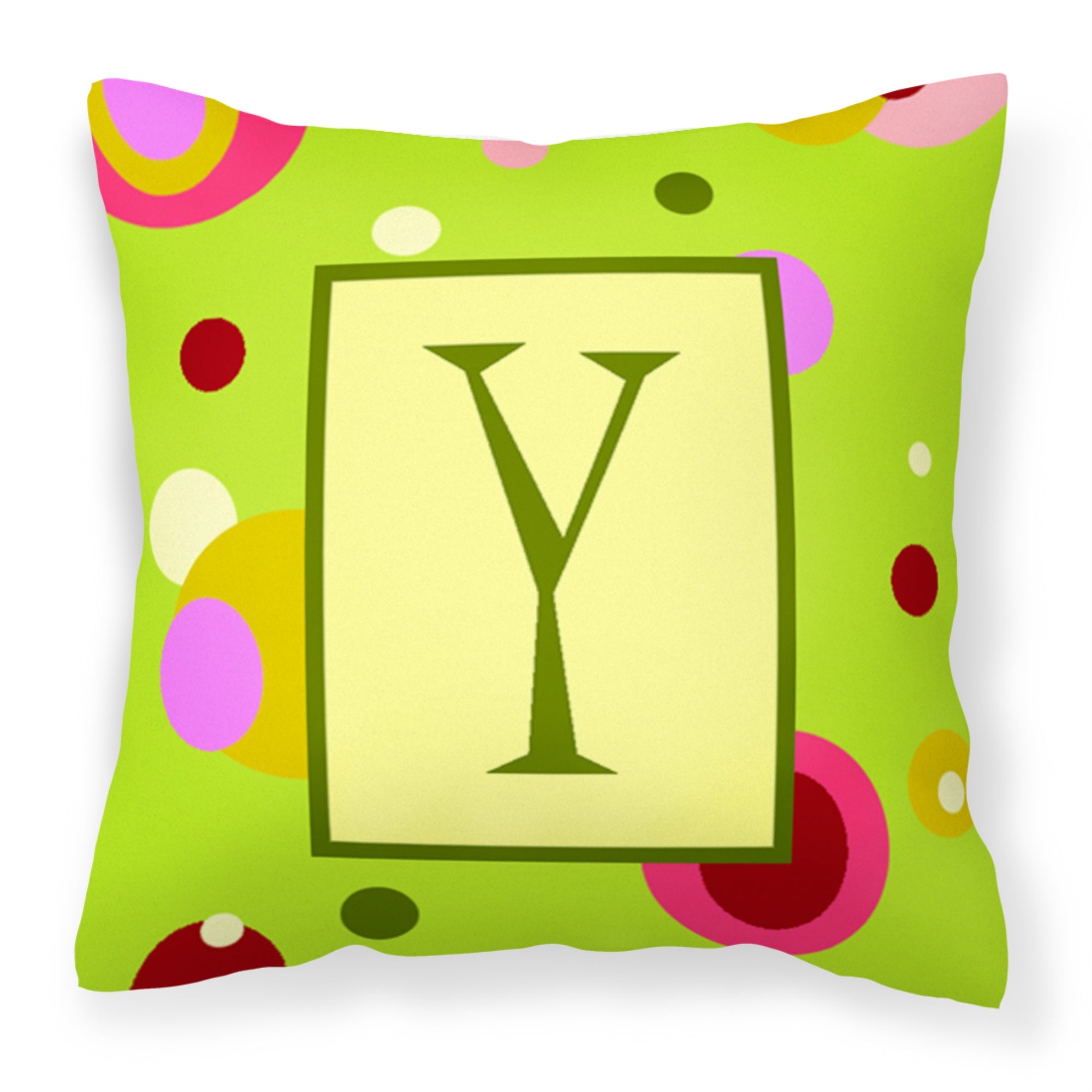 Letter Y Monogram - Lime Green Fabric Decorative Pillow