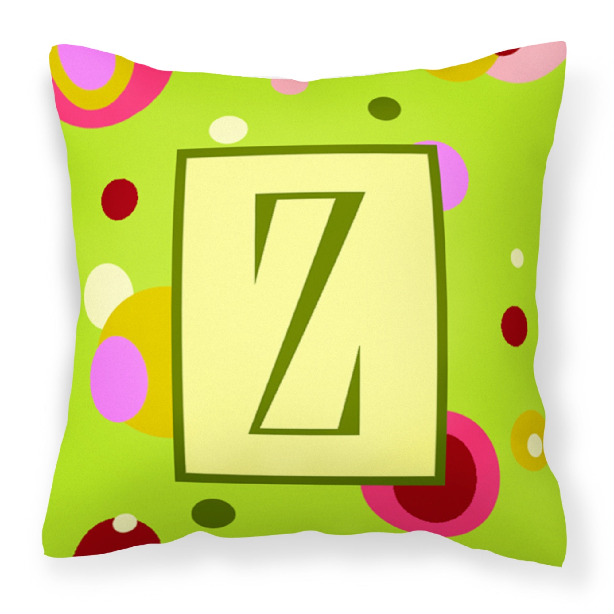 Letter Z Monogram - Lime Green Fabric Decorative Pillow