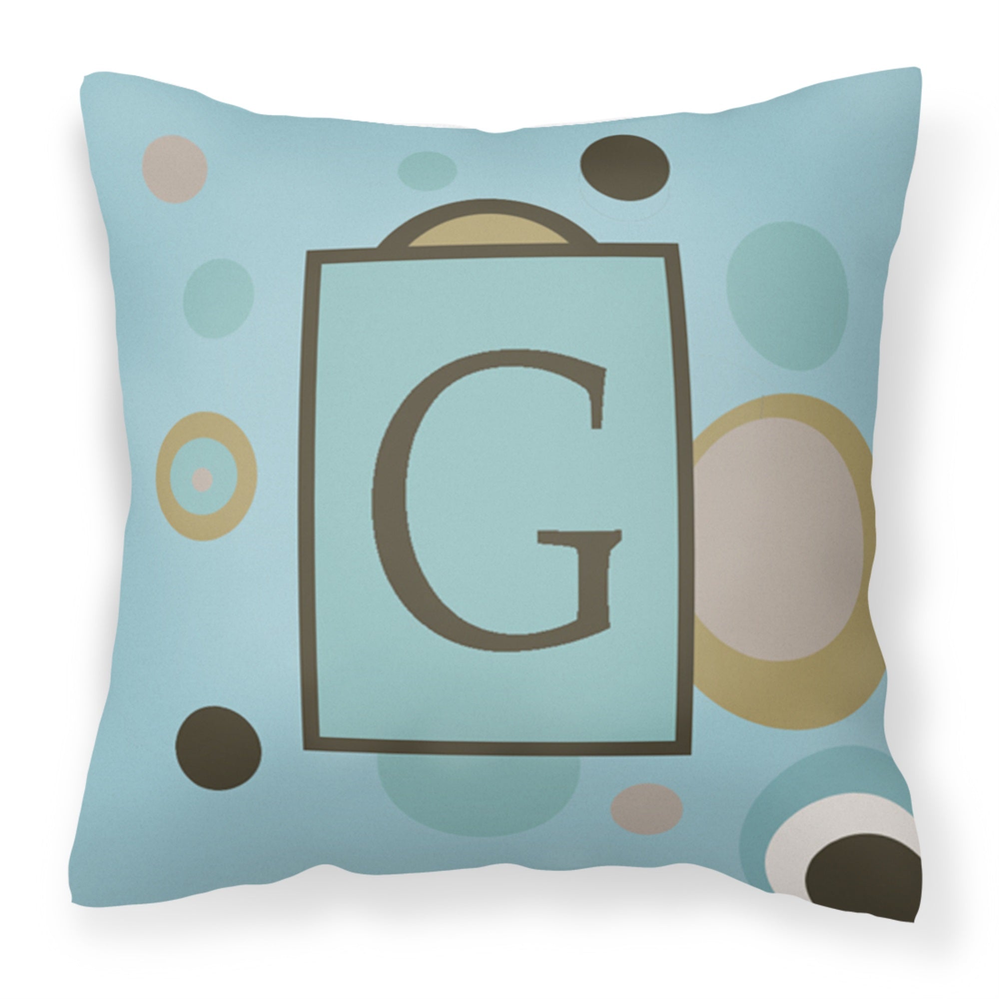 Letter G Initial Monogram - Blue Dots Fabric Decorative Pillow