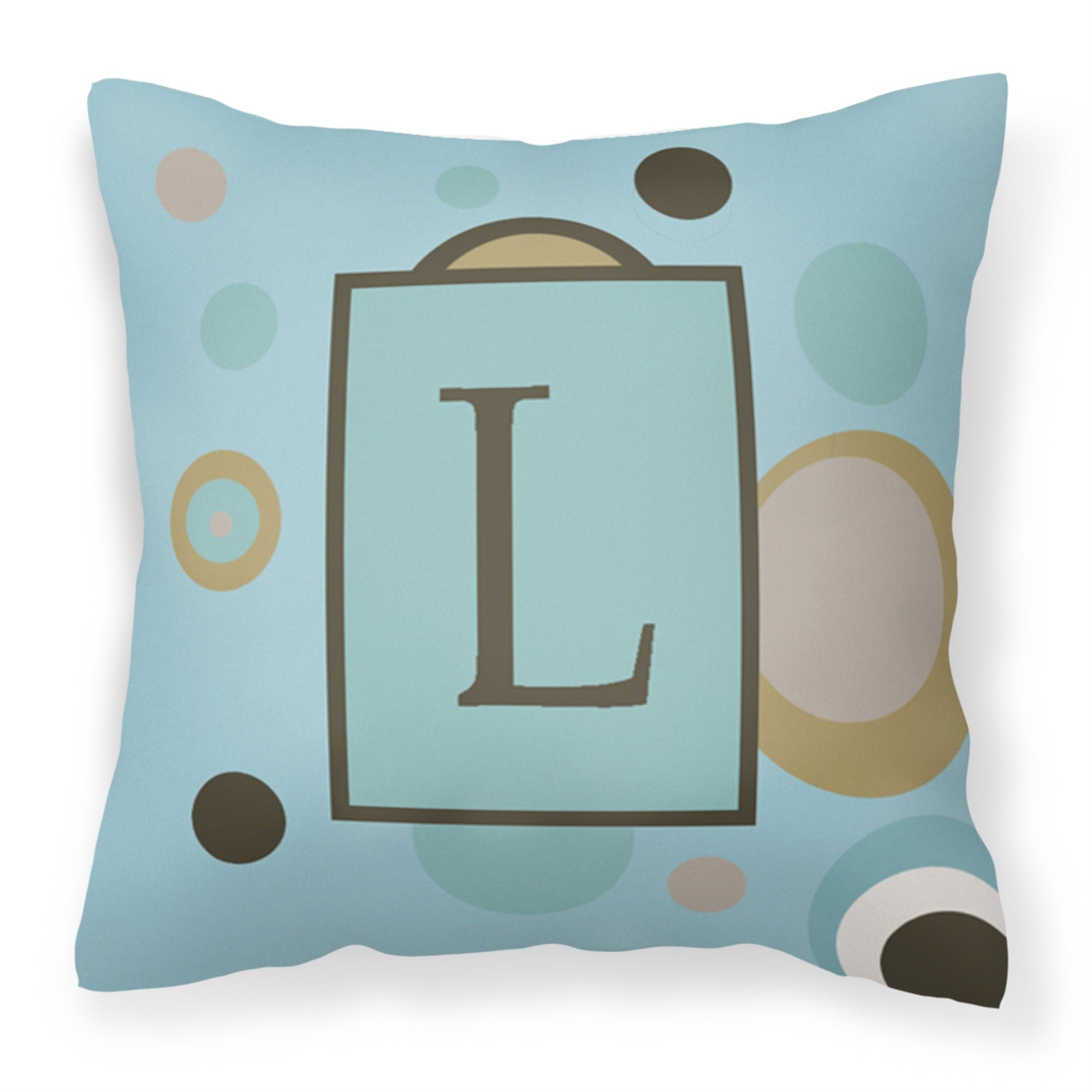 Letter L Initial Monogram - Blue Dots Fabric Decorative Pillow