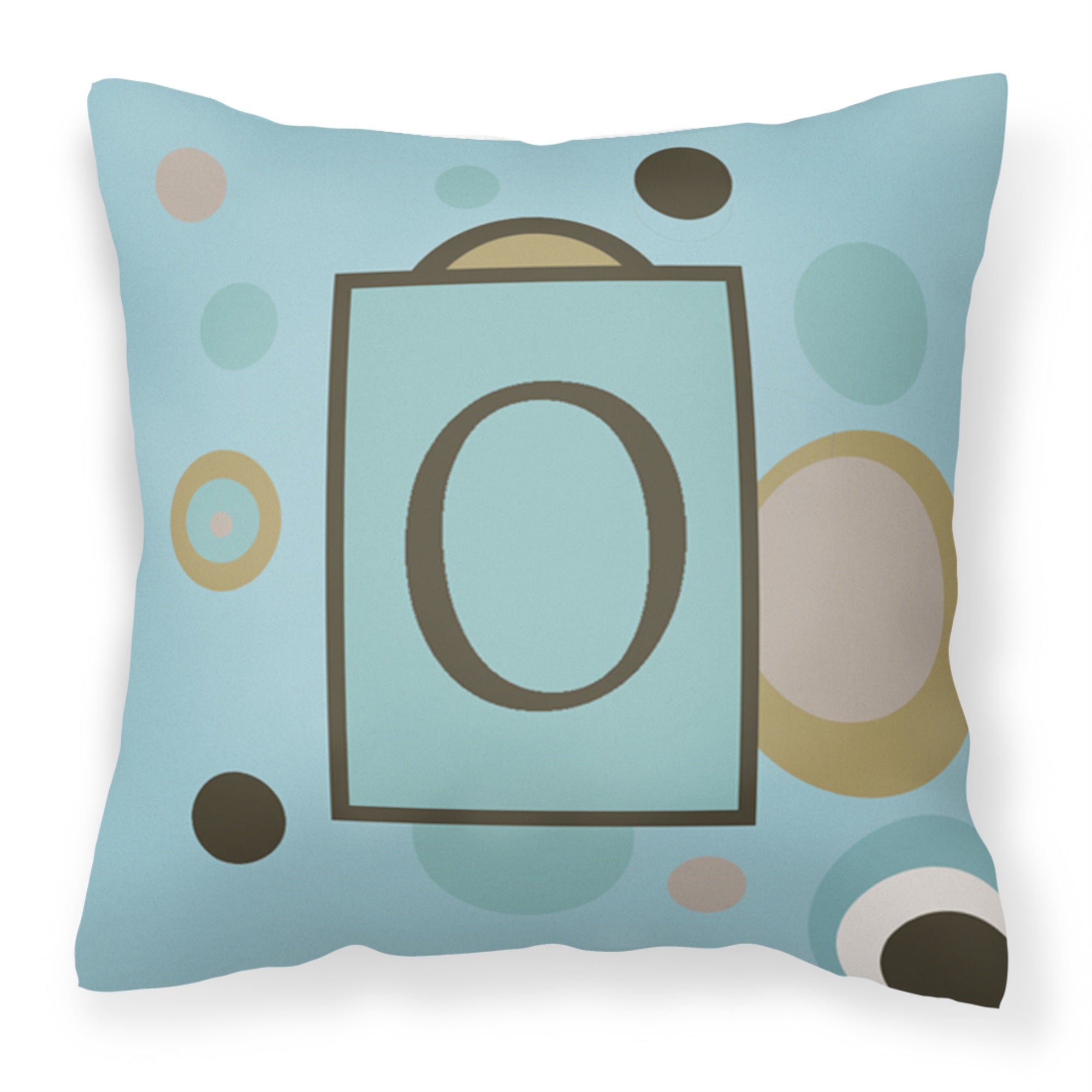 Letter O Initial Monogram - Blue Dots Fabric Decorative Pillow