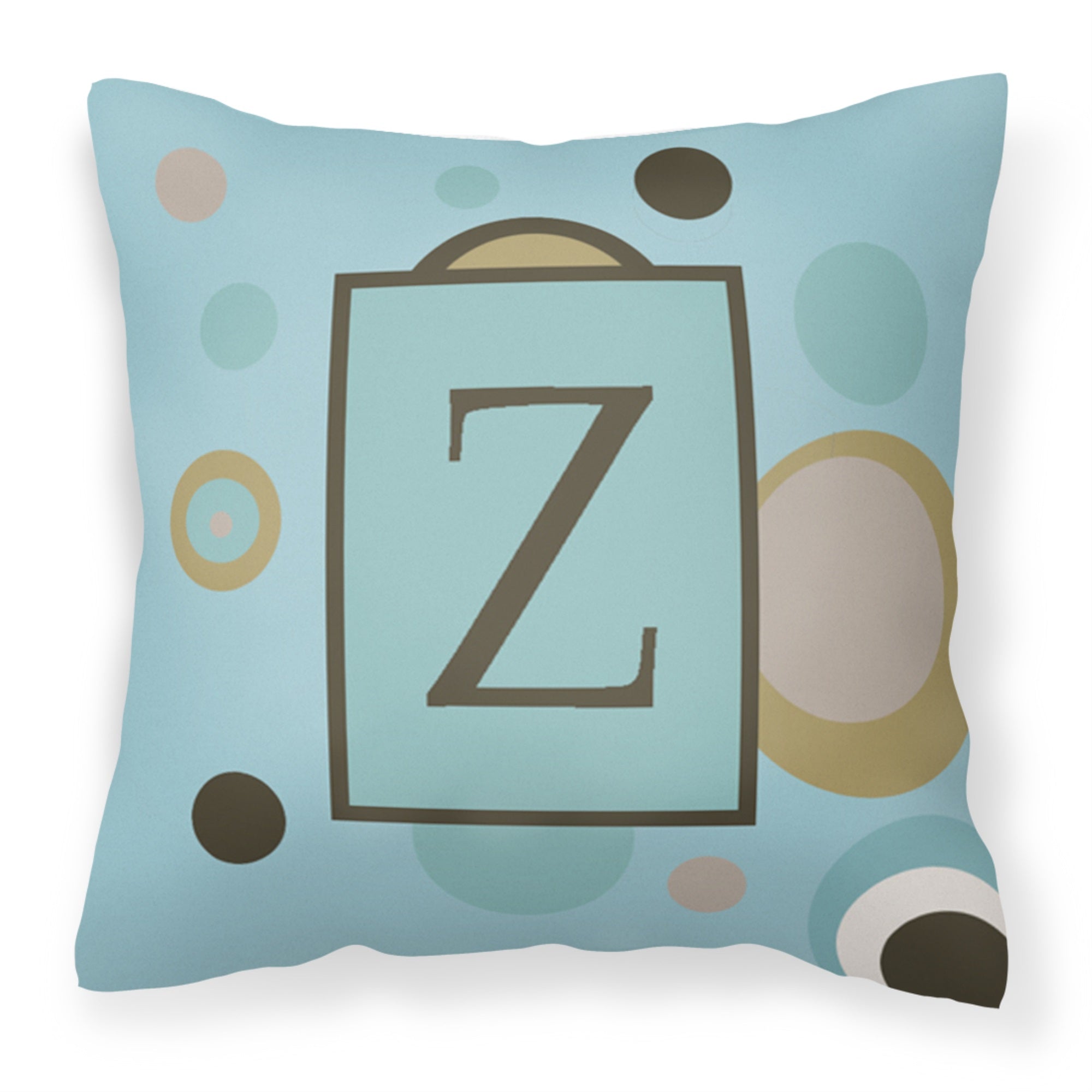 Letter Z Initial Monogram - Blue Dots Fabric Decorative Pillow