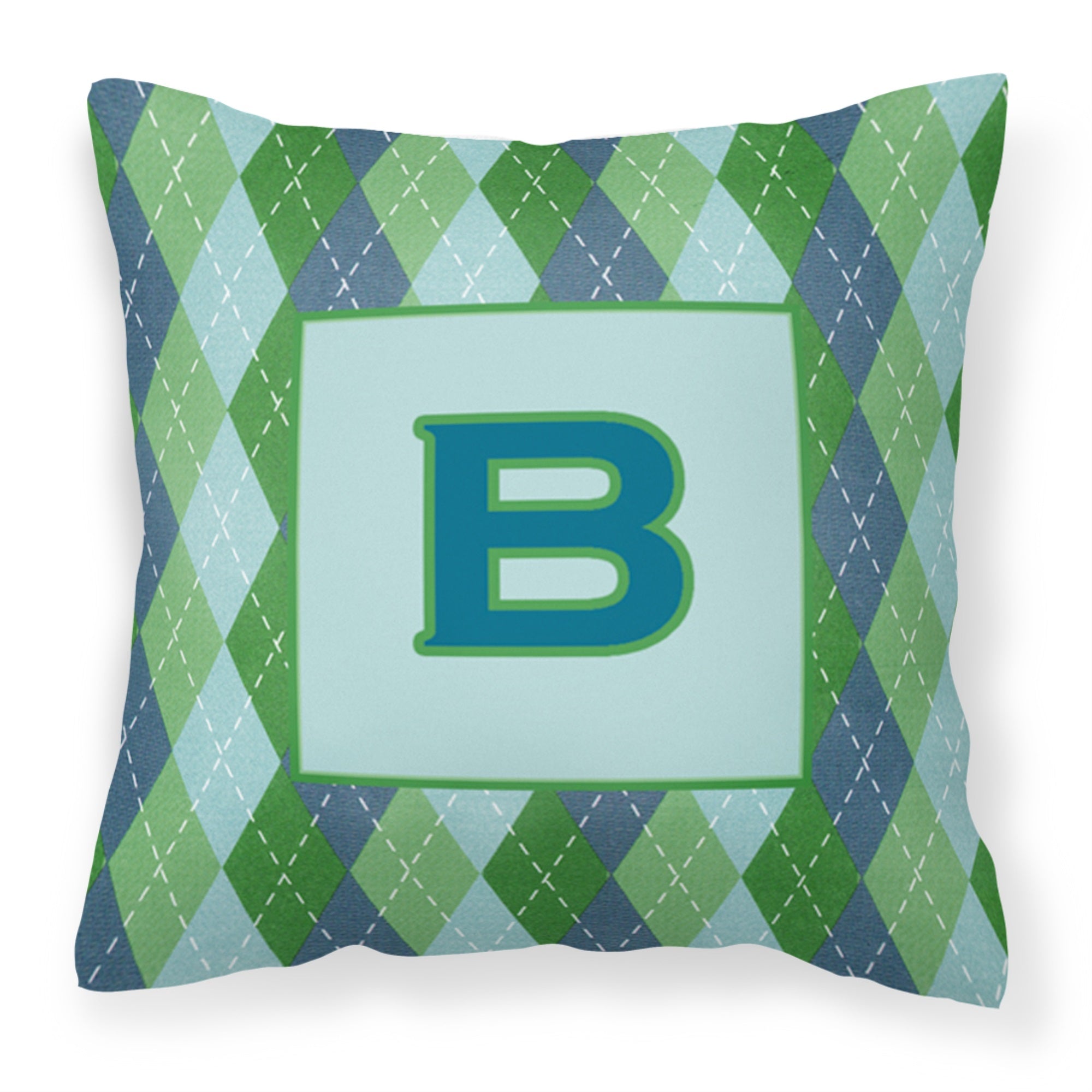 Letter B Initial Monogram - Blue Argoyle Fabric Decorative Pillow