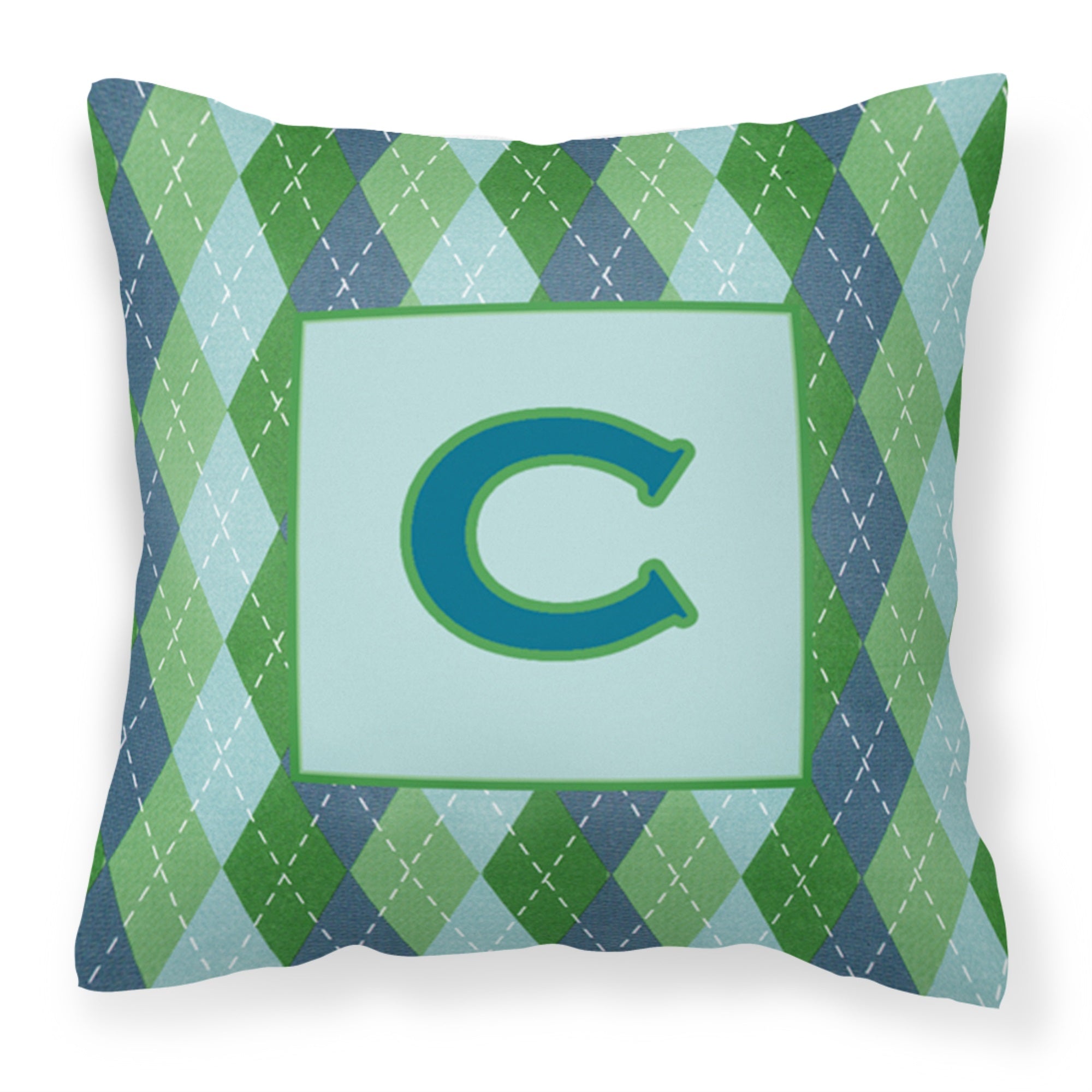 Letter C Initial Monogram - Blue Argoyle Fabric Decorative Pillow