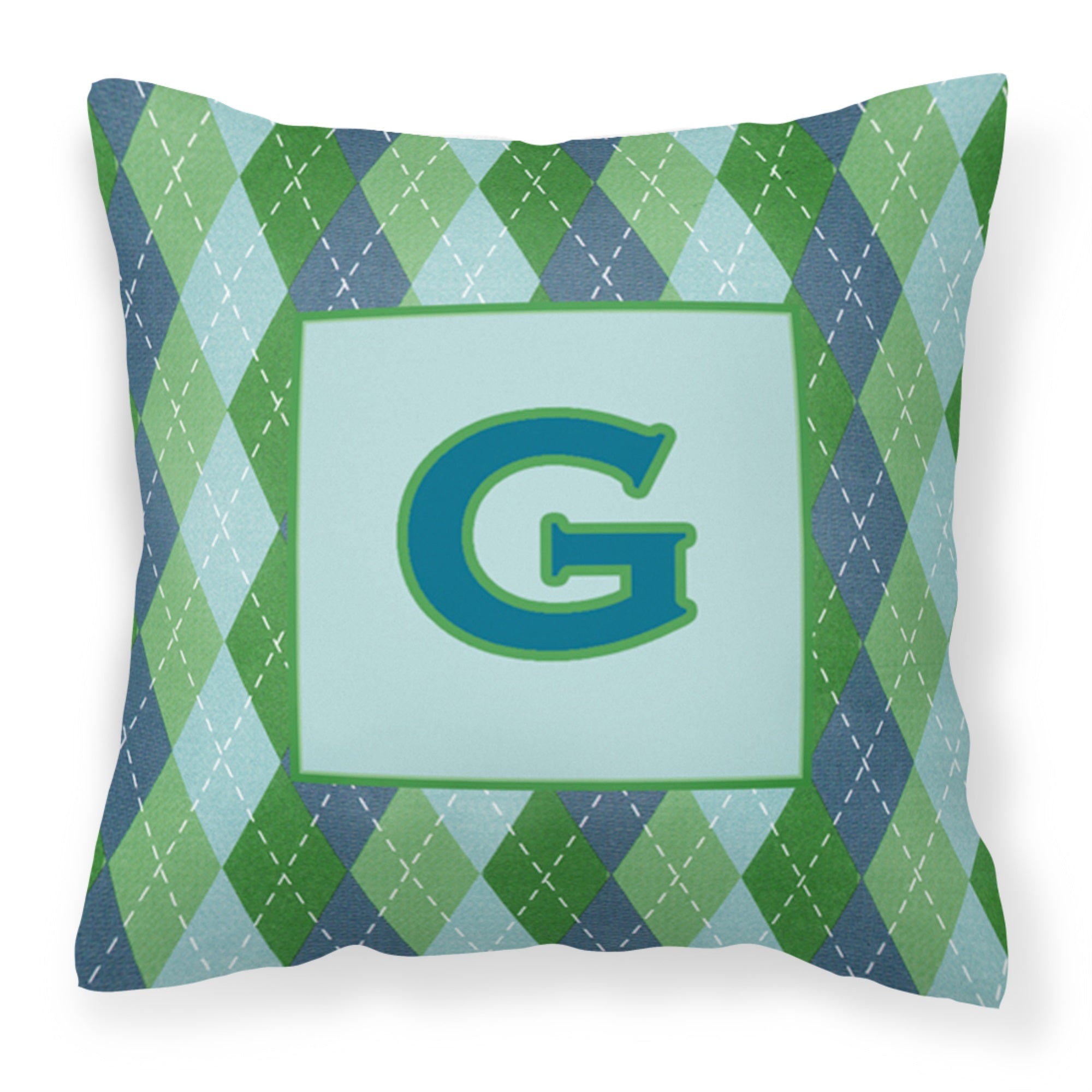 Letter G Initial Monogram - Blue Argoyle Fabric Decorative Pillow