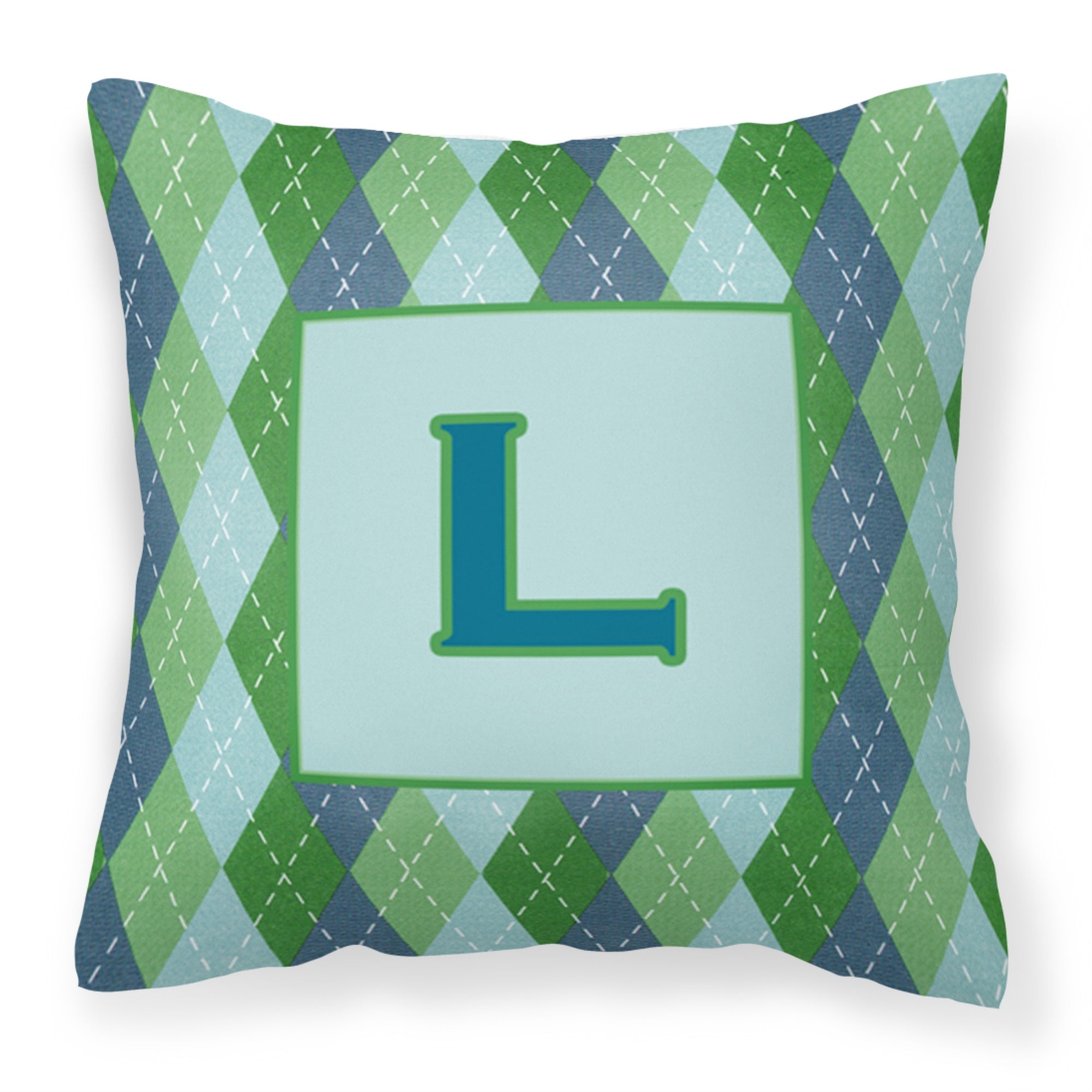 Letter L Initial Monogram - Blue Argoyle Fabric Decorative Pillow