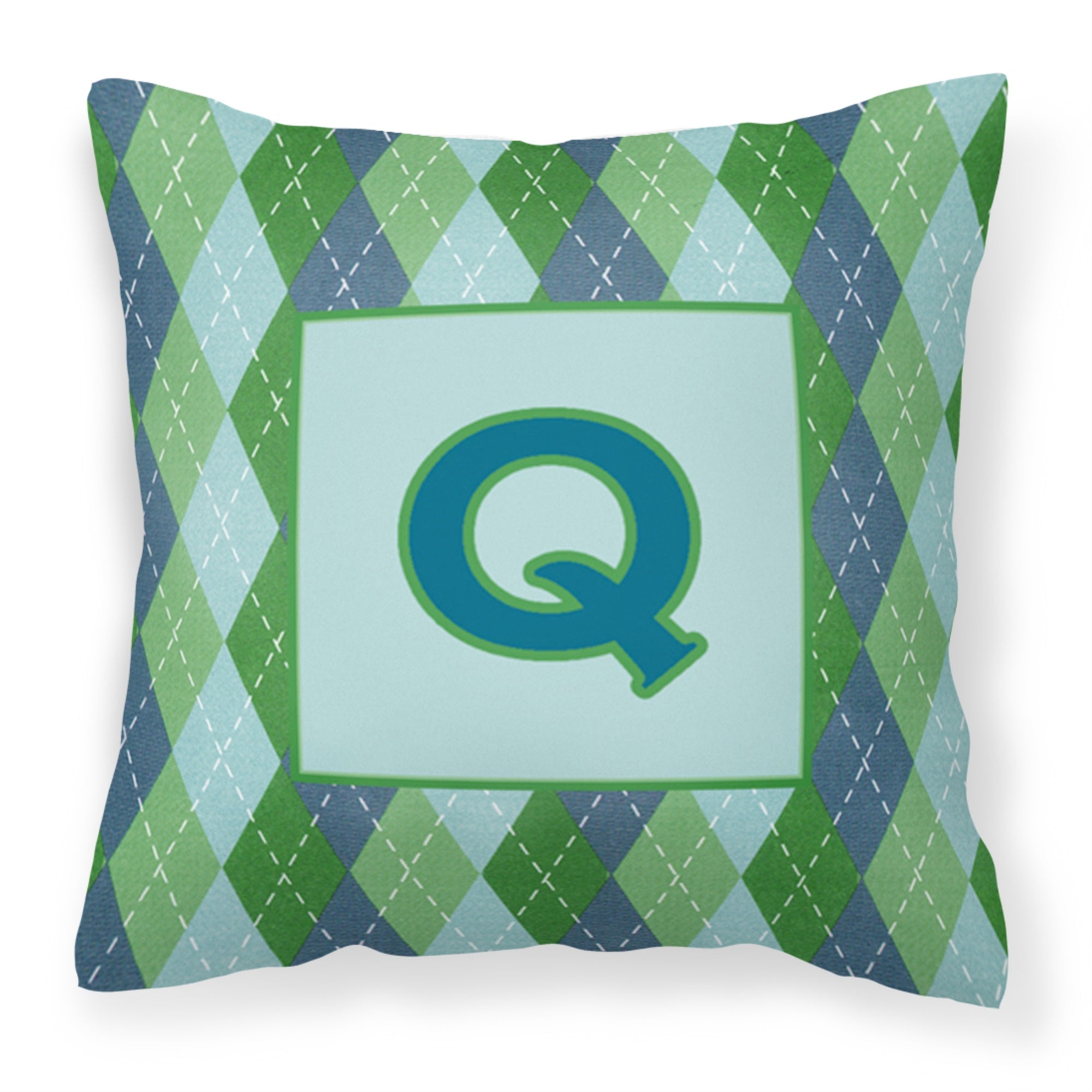 Letter Q Initial Monogram - Blue Argoyle Fabric Decorative Pillow