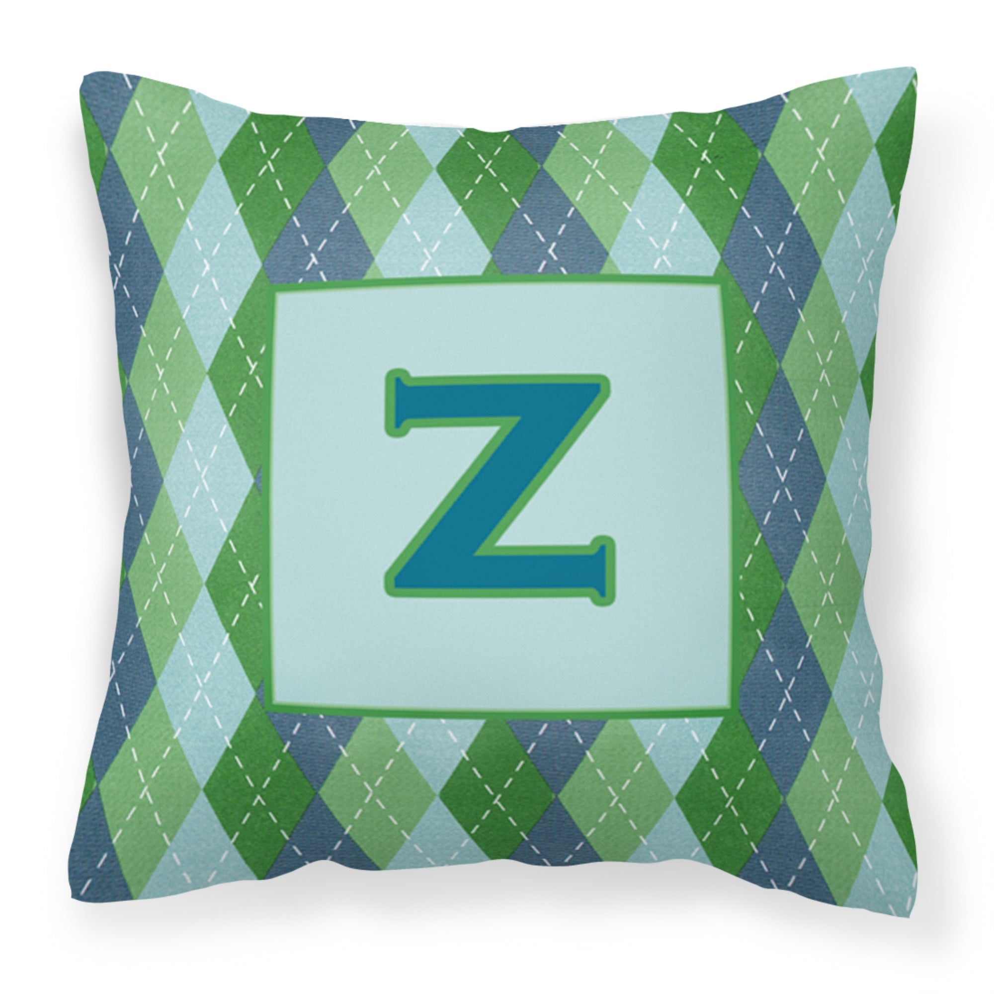 Letter Z Initial Monogram - Blue Argoyle Fabric Decorative Pillow
