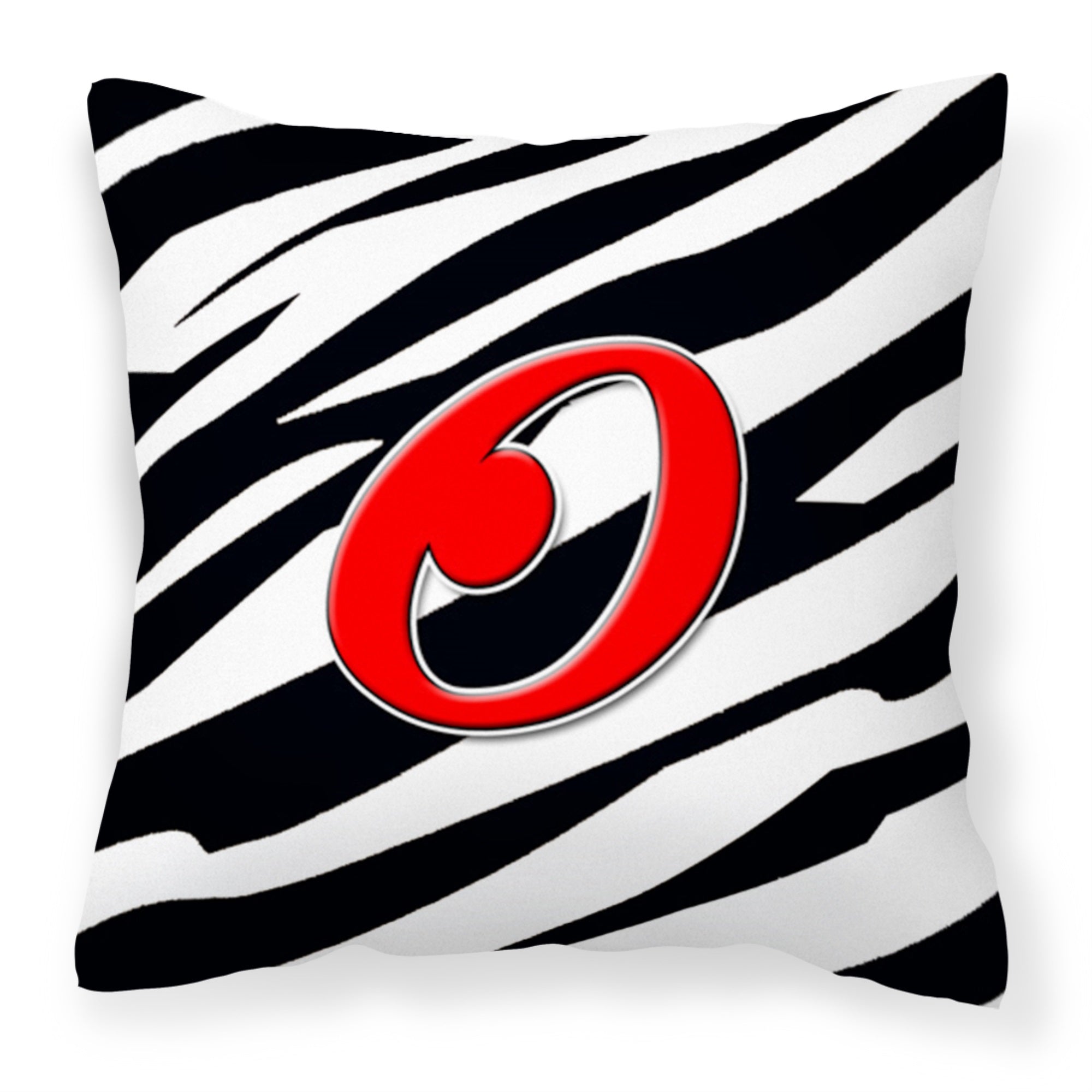 Letter O Initial Monogram - Zebra Red Fabric Decorative Pillow