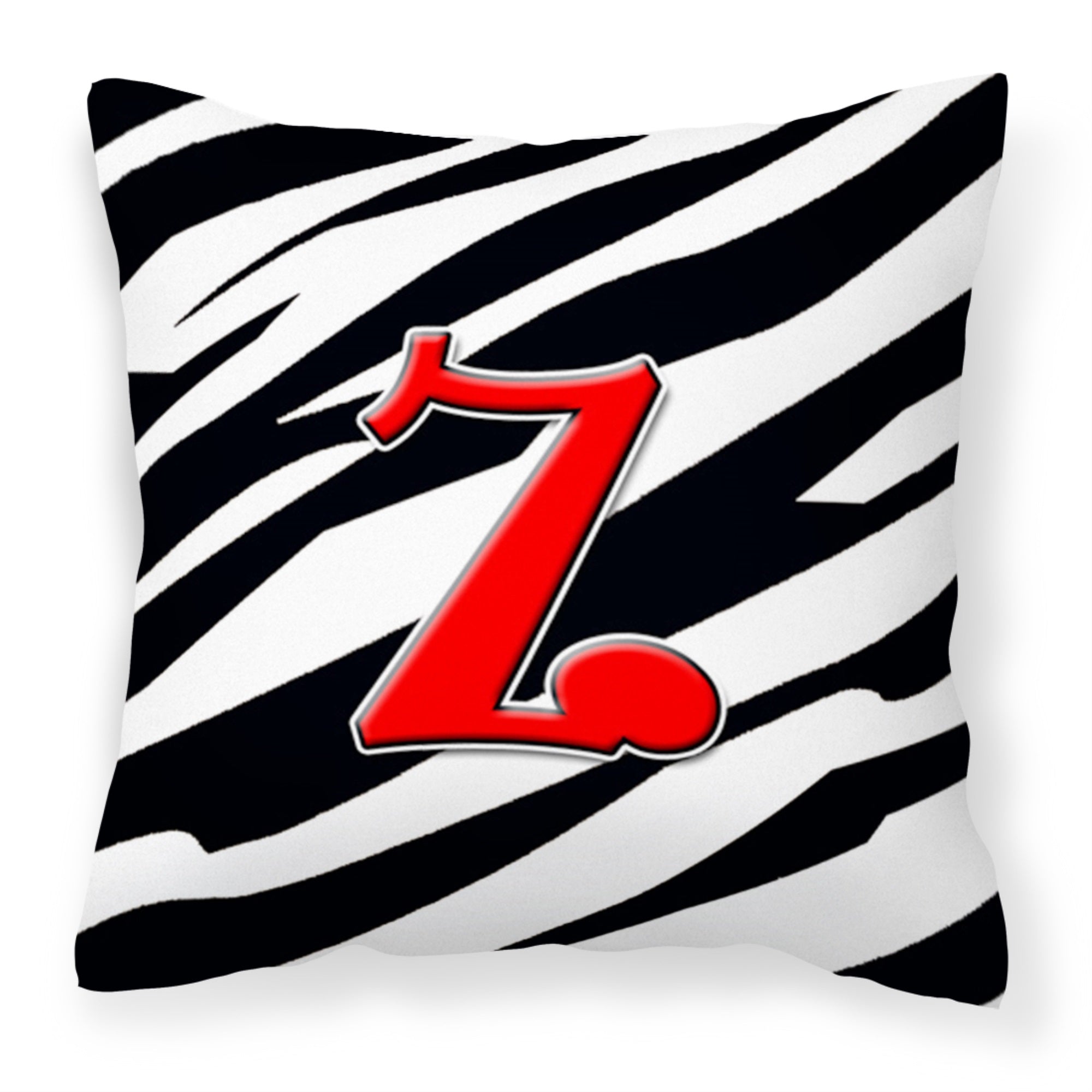 Letter Z Initial Monogram - Zebra Red Fabric Decorative Pillow