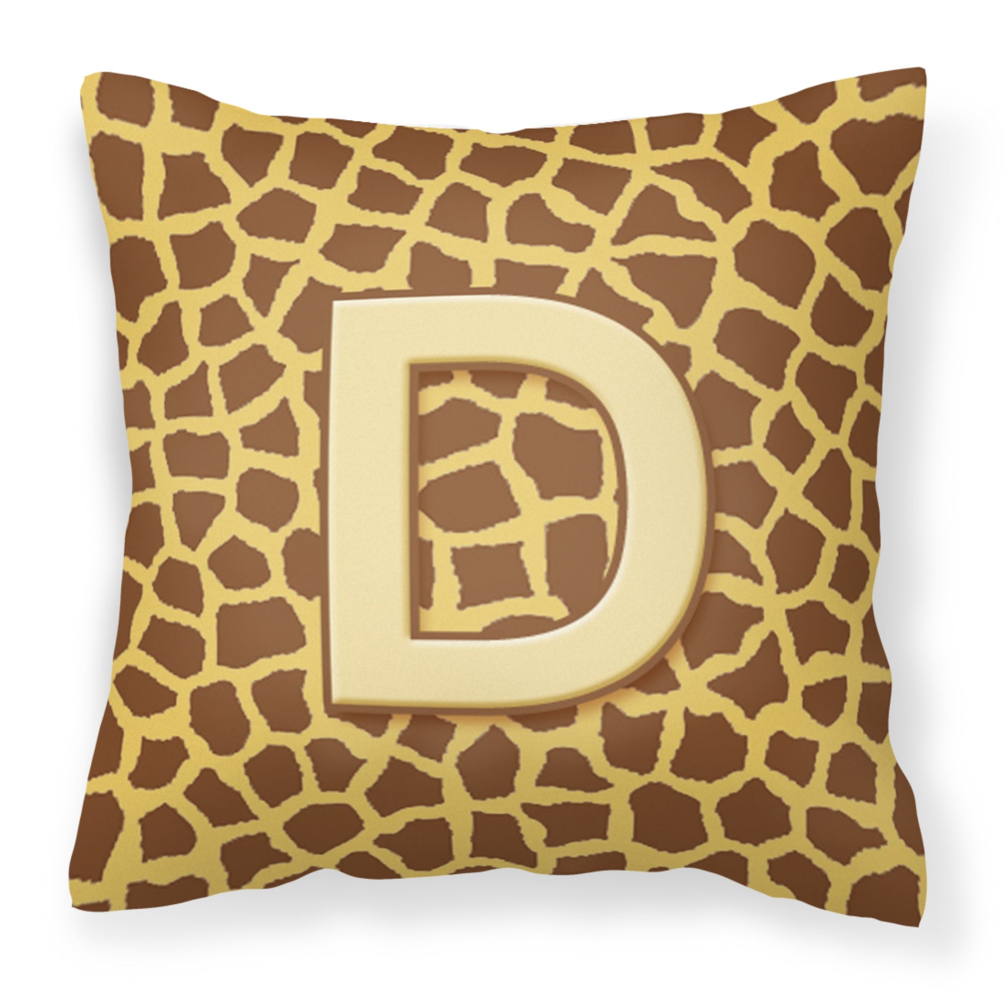 Letter D Initial Monogram - Giraffe Fabric Decorative Pillow