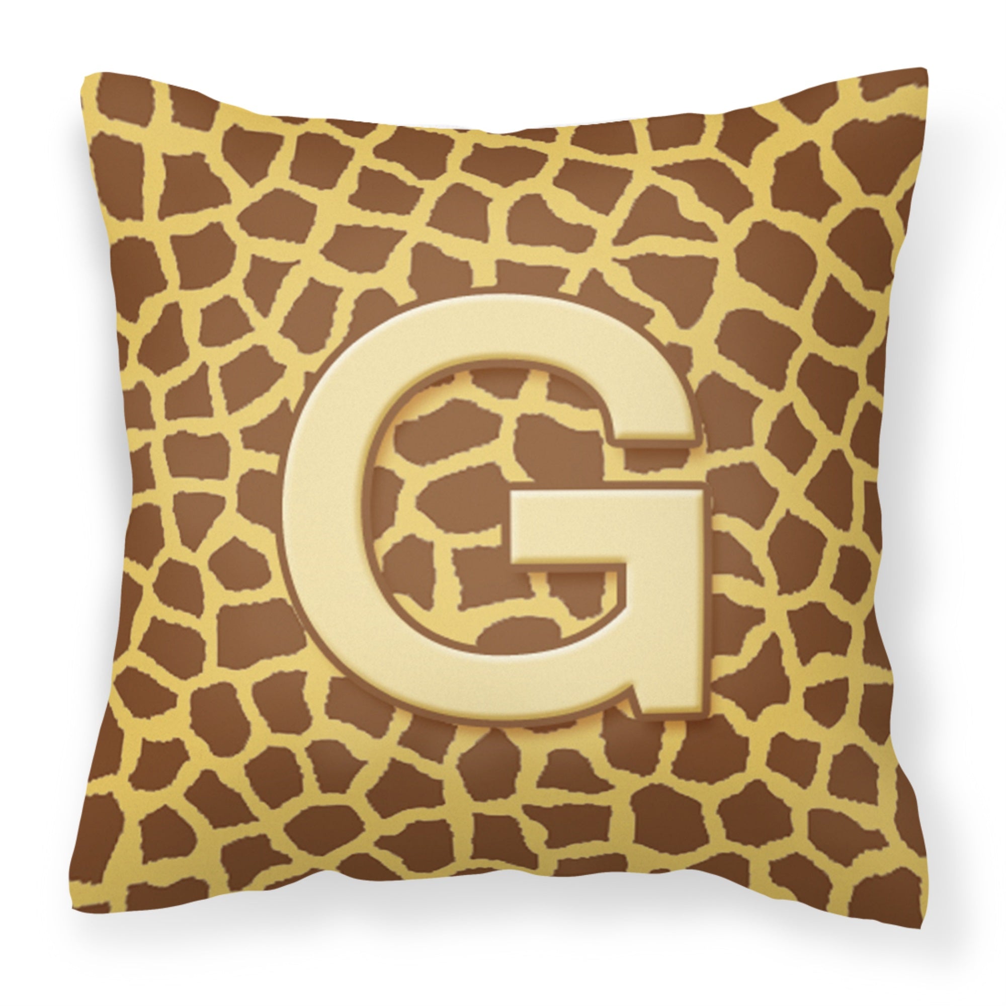 Letter G Initial Monogram - Giraffe Fabric Decorative Pillow