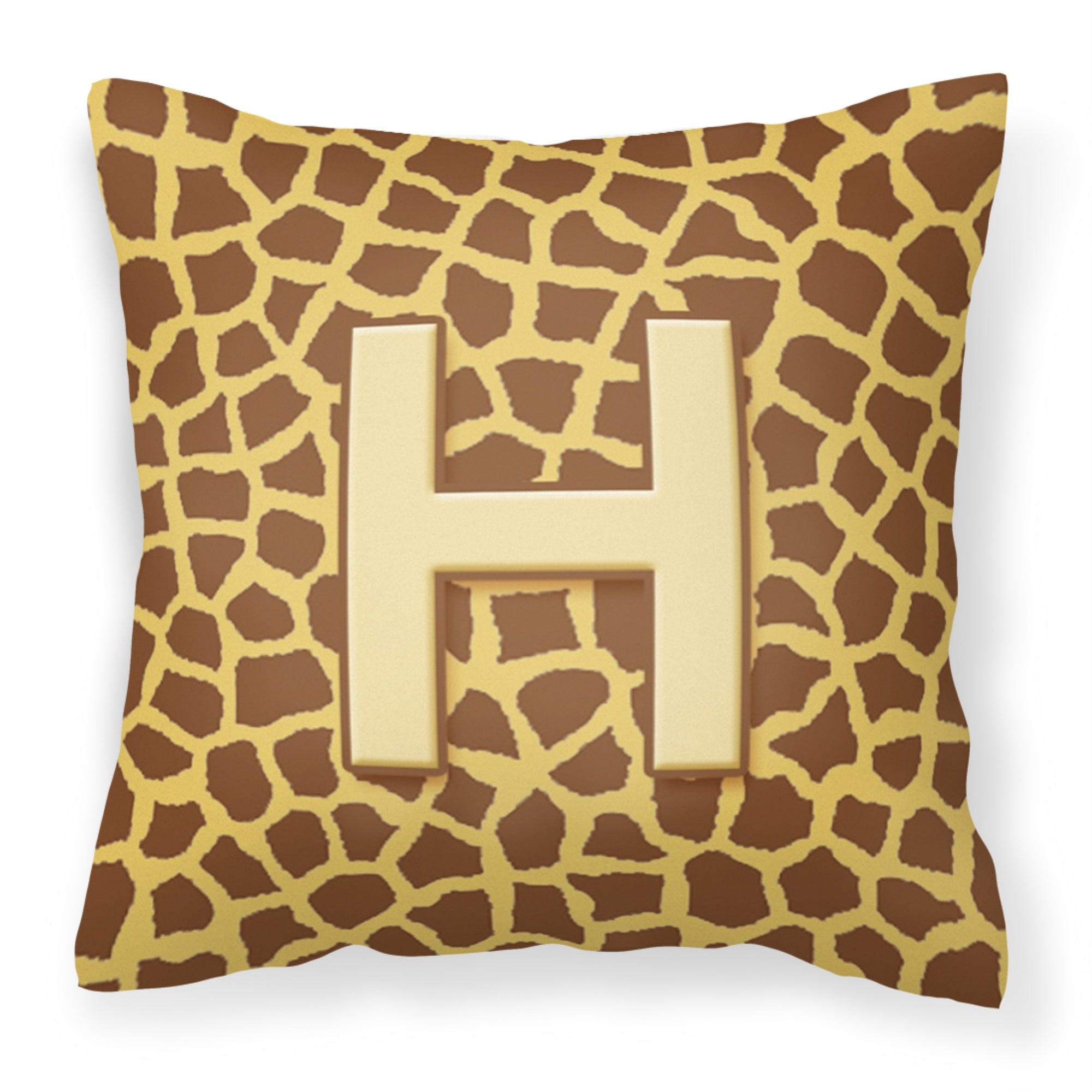 Letter H Initial Monogram - Giraffe Fabric Decorative Pillow