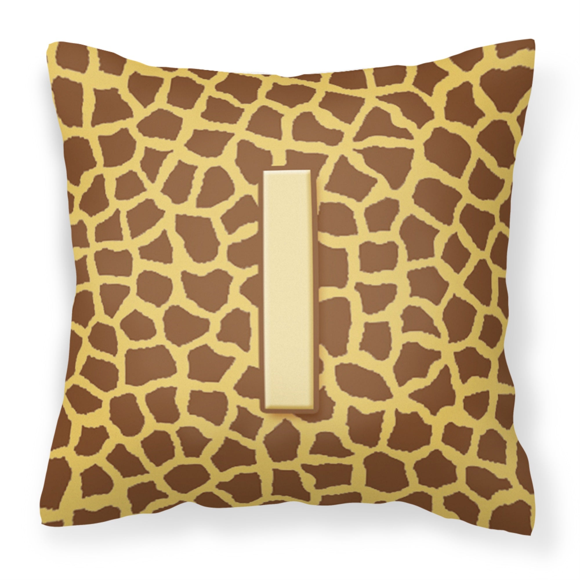 Letter I Initial Monogram - Giraffe Fabric Decorative Pillow
