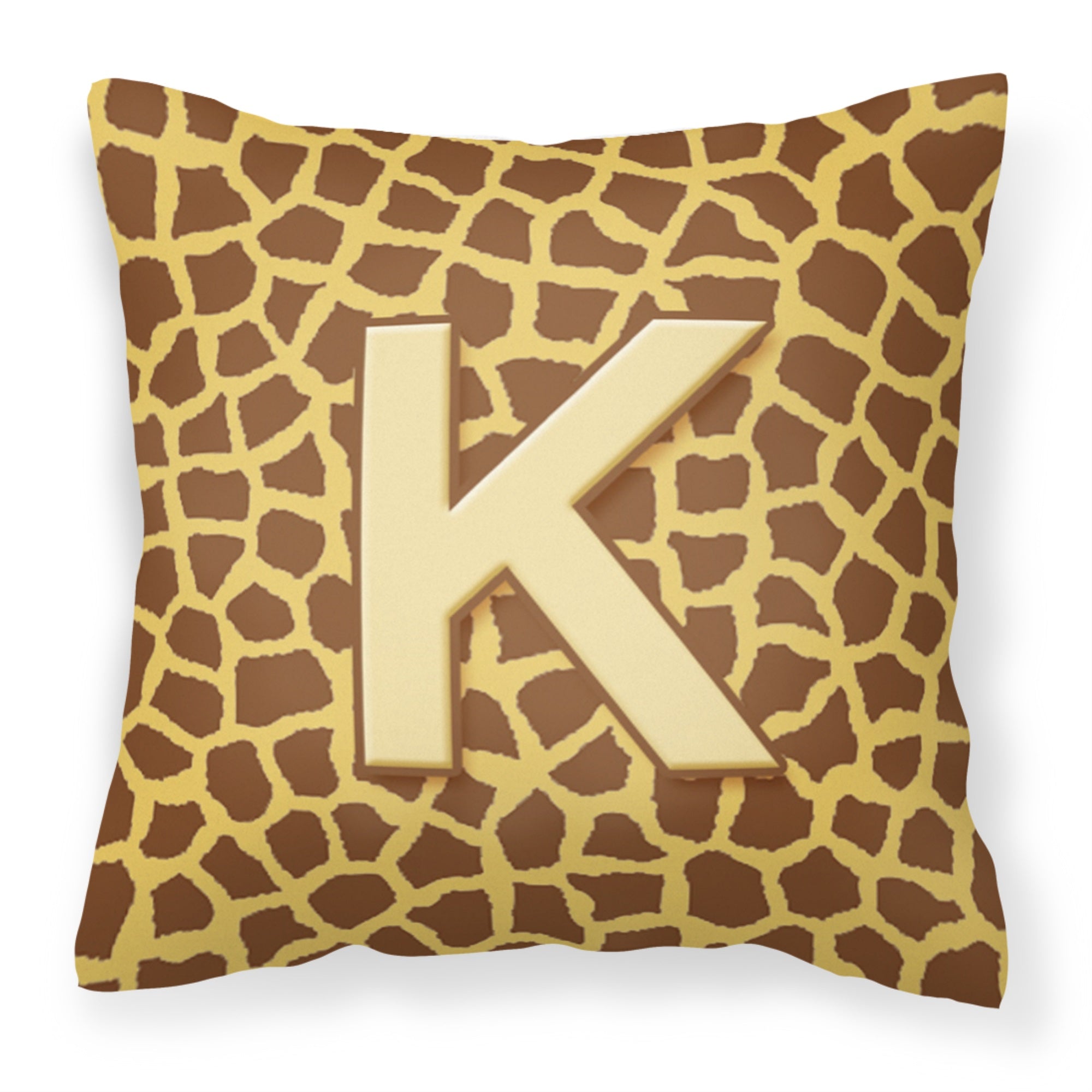Letter K Initial Monogram - Giraffe Fabric Decorative Pillow