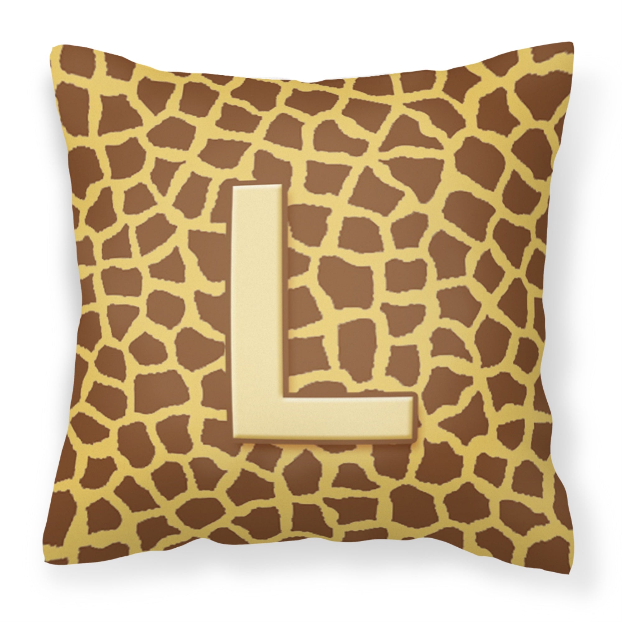 Letter L Initial Monogram - Giraffe Fabric Decorative Pillow