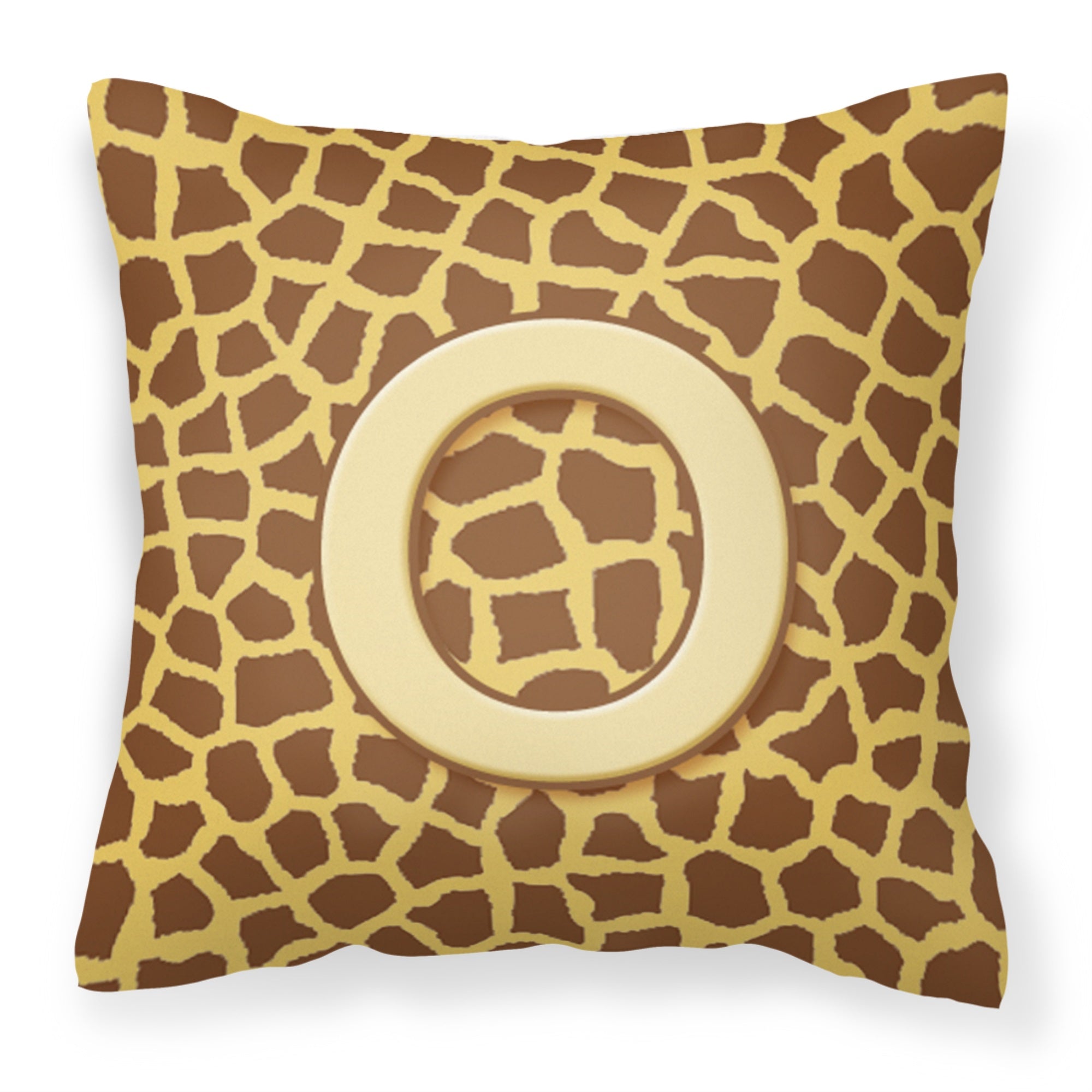 Letter O Initial Monogram - Giraffe Fabric Decorative Pillow