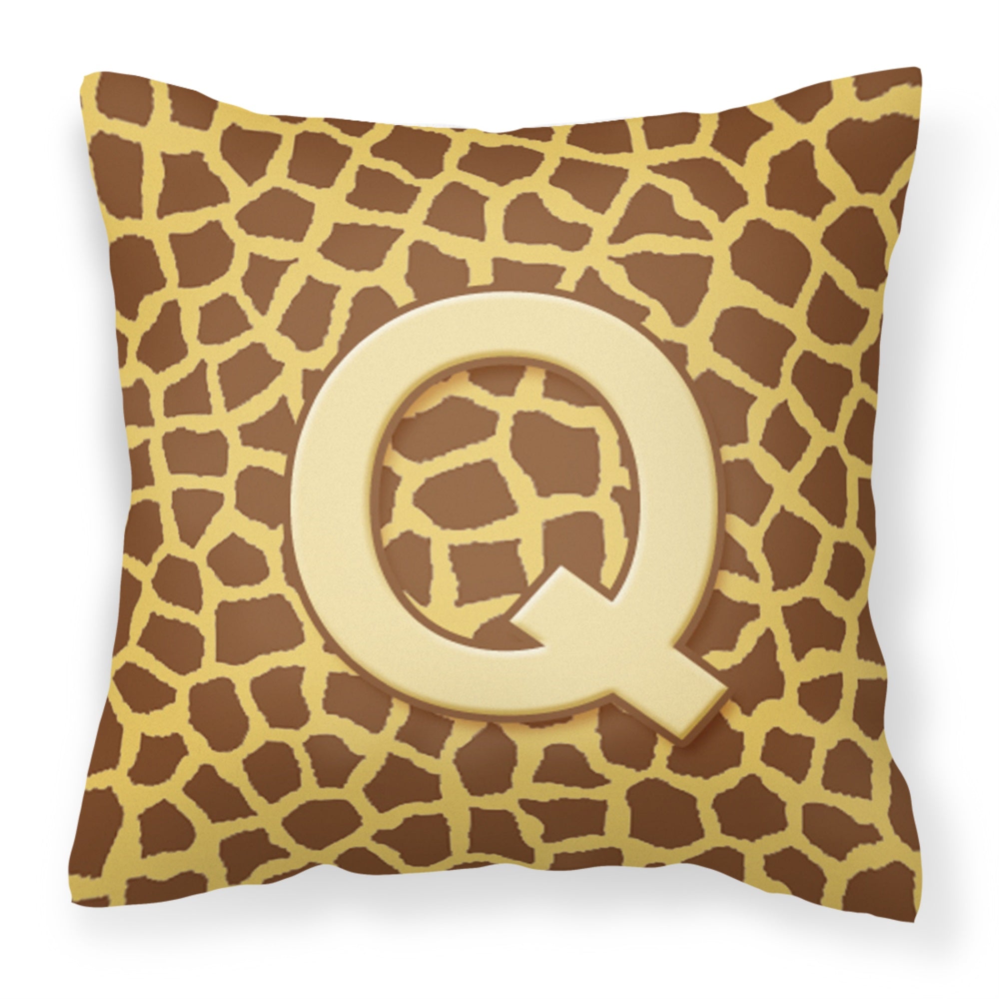 Letter Q Initial Monogram - Giraffe Fabric Decorative Pillow