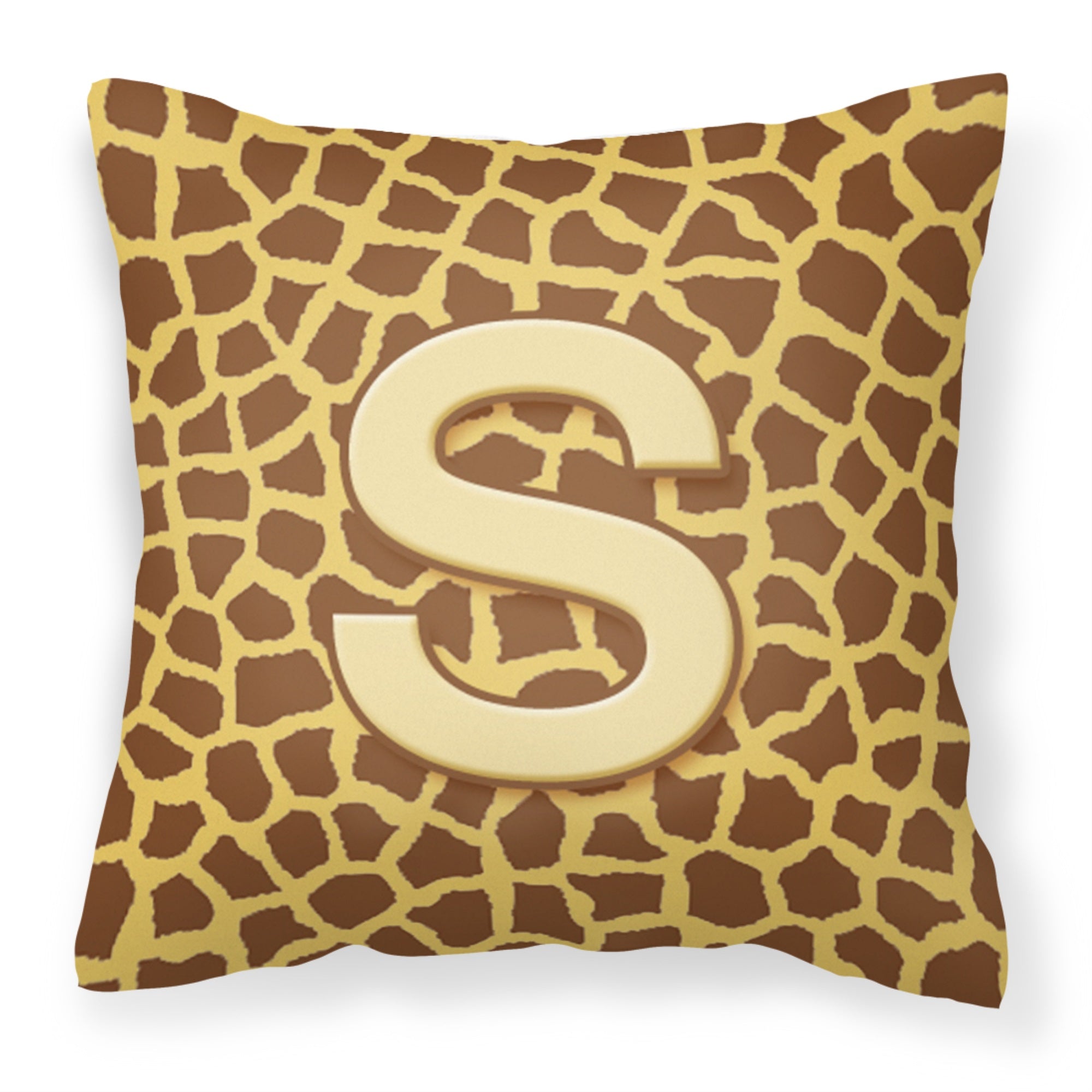Letter S Initial Monogram - Giraffe Fabric Decorative Pillow