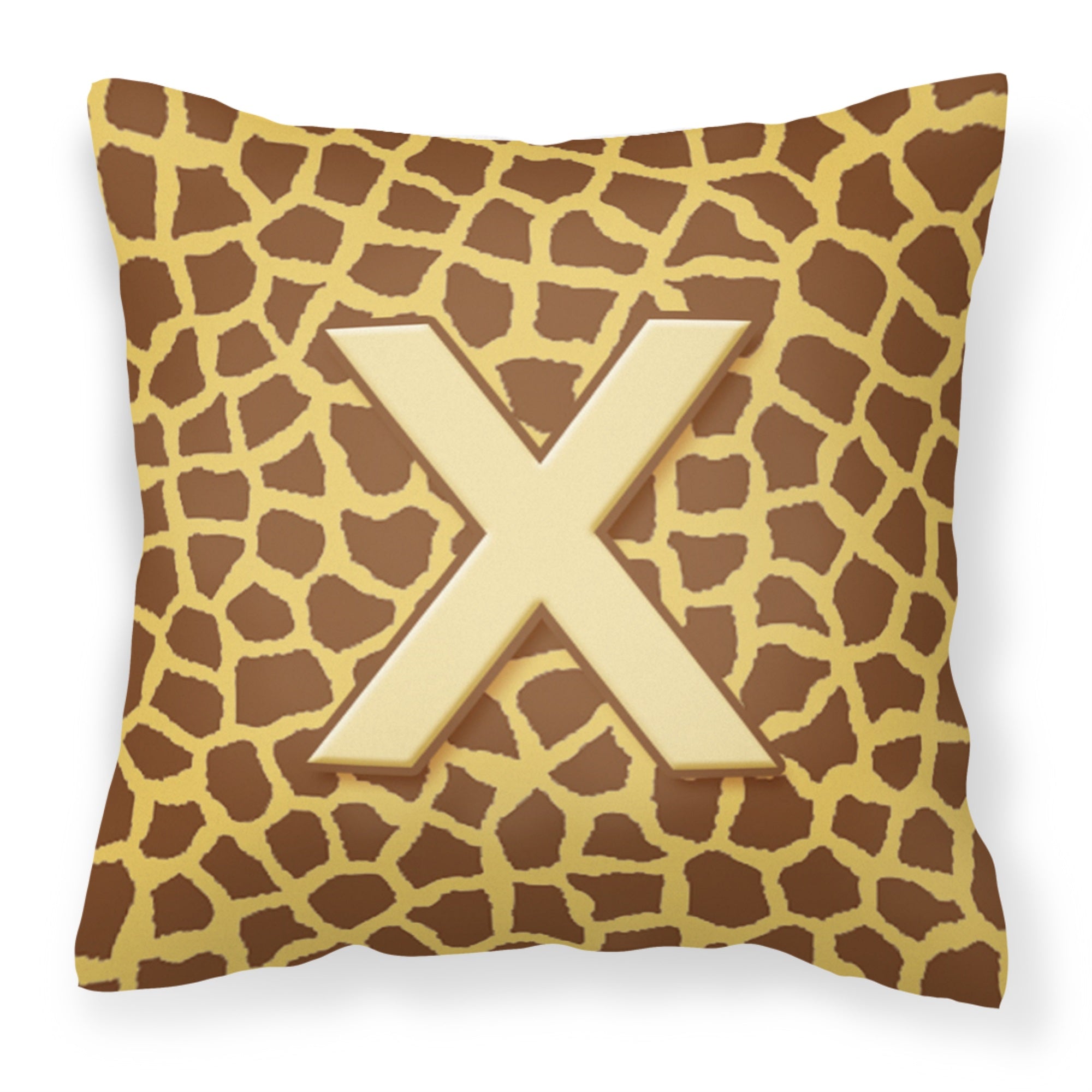 Letter X Initial Monogram - Giraffe Fabric Decorative Pillow