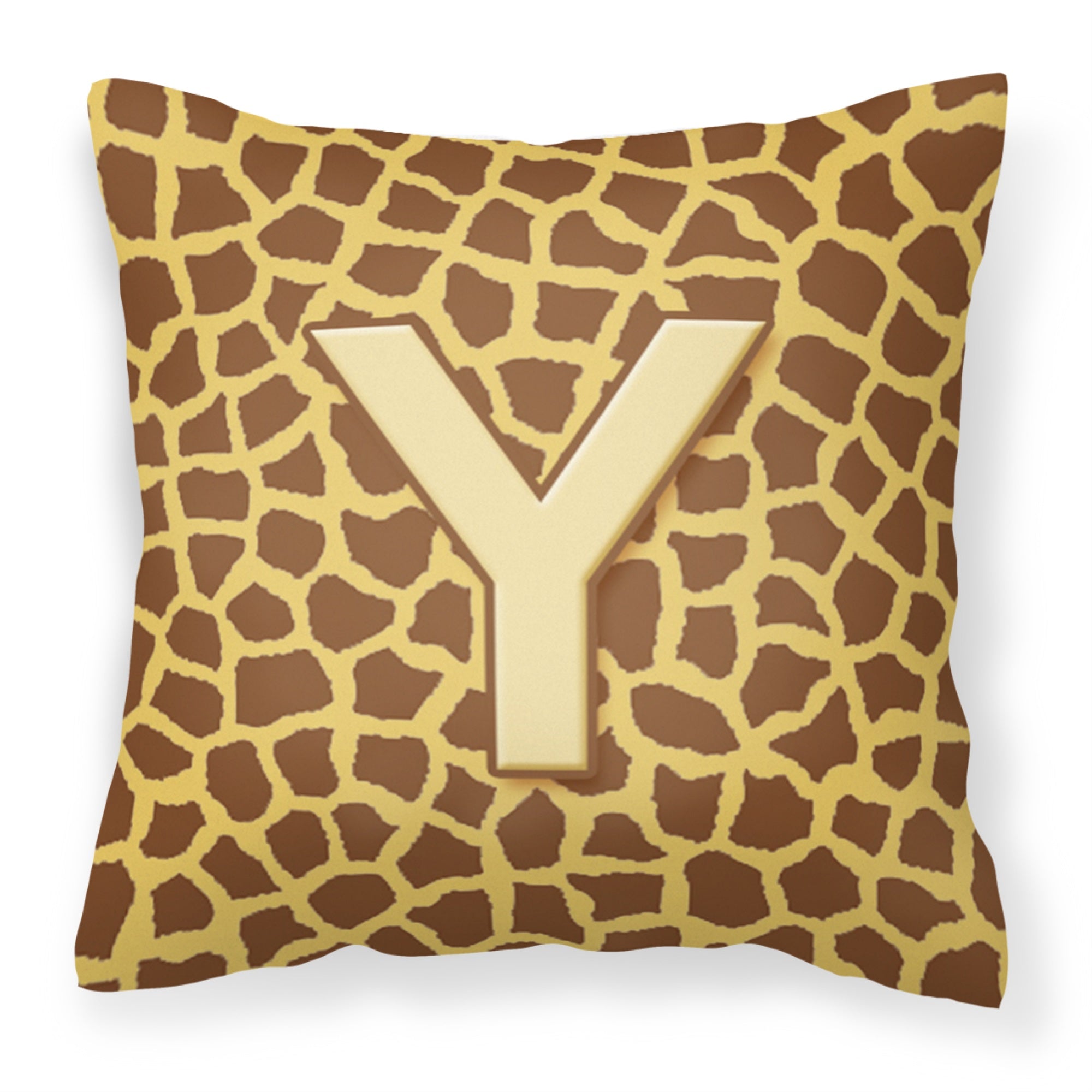 Letter Y Initial Monogram - Giraffe Fabric Decorative Pillow