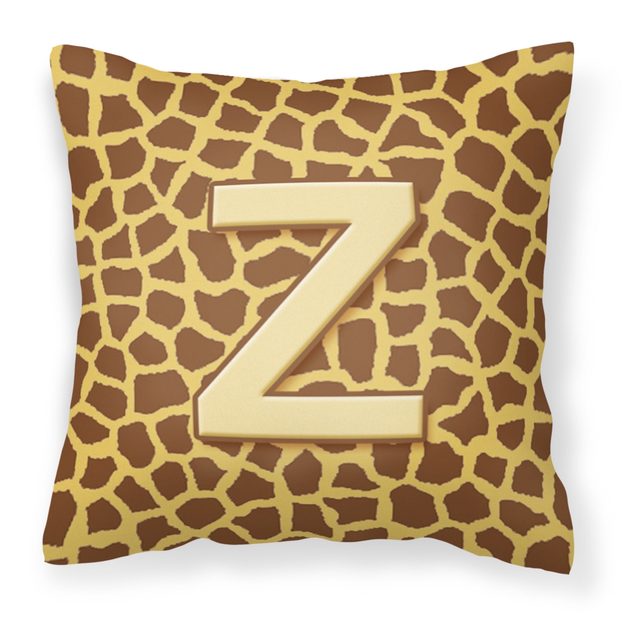 Letter Z Initial Monogram - Giraffe Fabric Decorative Pillow