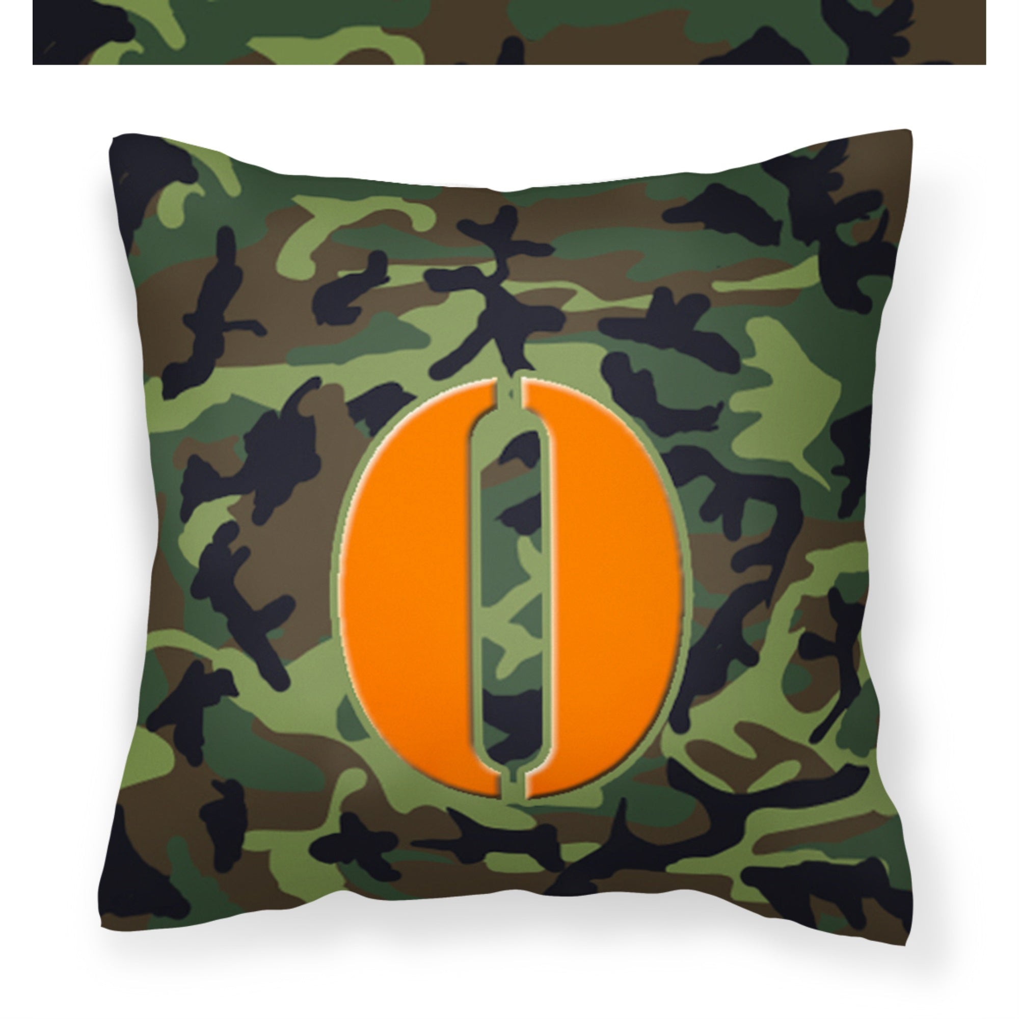 Letter O Monogram - Camo Green Fabric Decorative Pillow