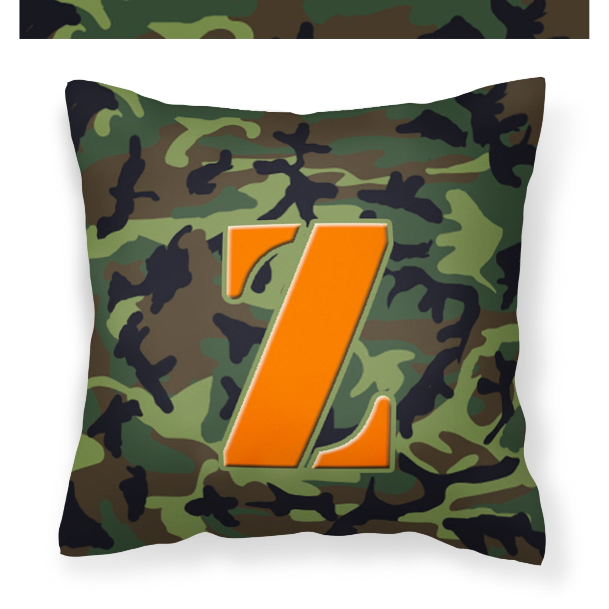 Letter Z Monogram - Camo Green Fabric Decorative Pillow