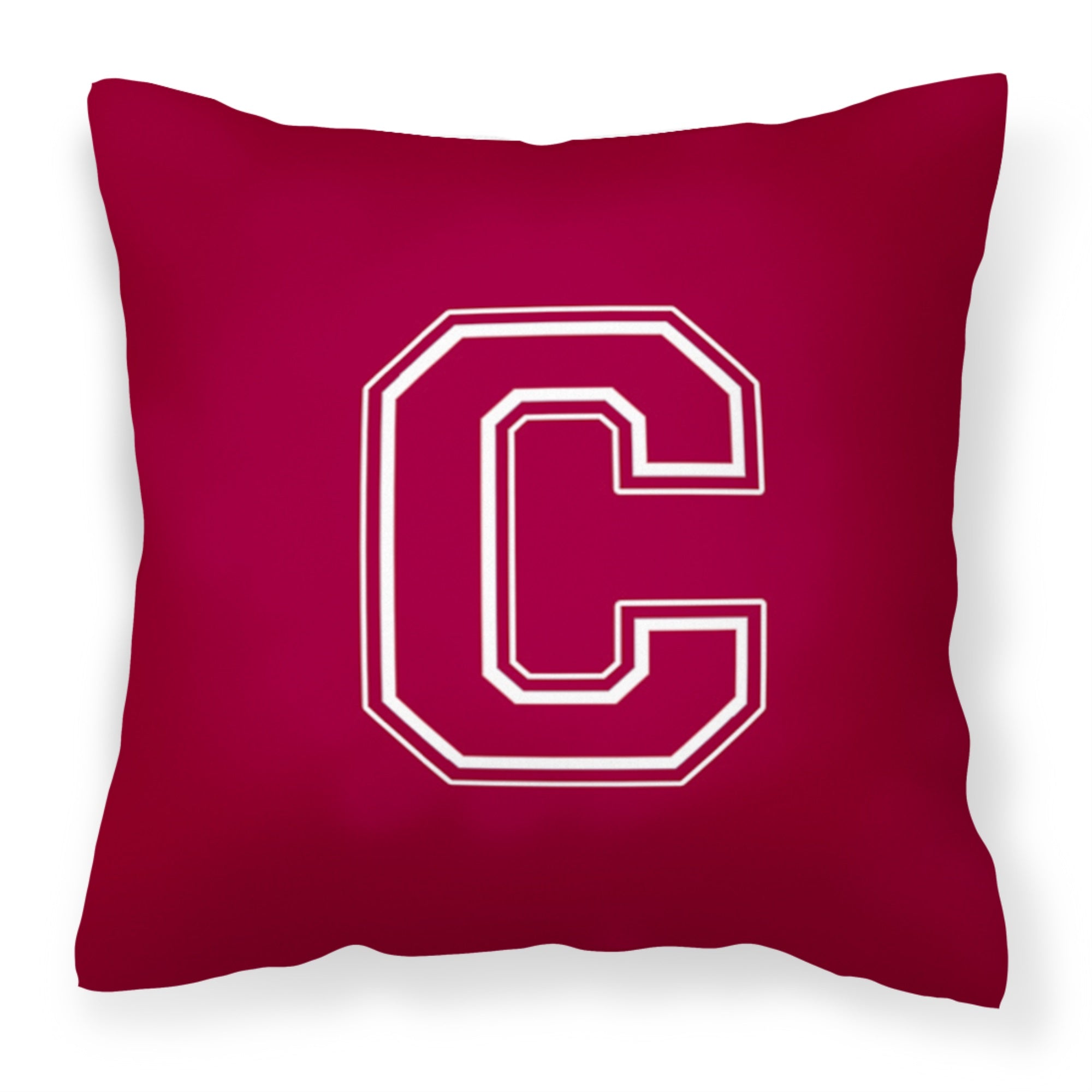 Letter C Initial Monogram - Maroon And White Fabric Decorative Pillow